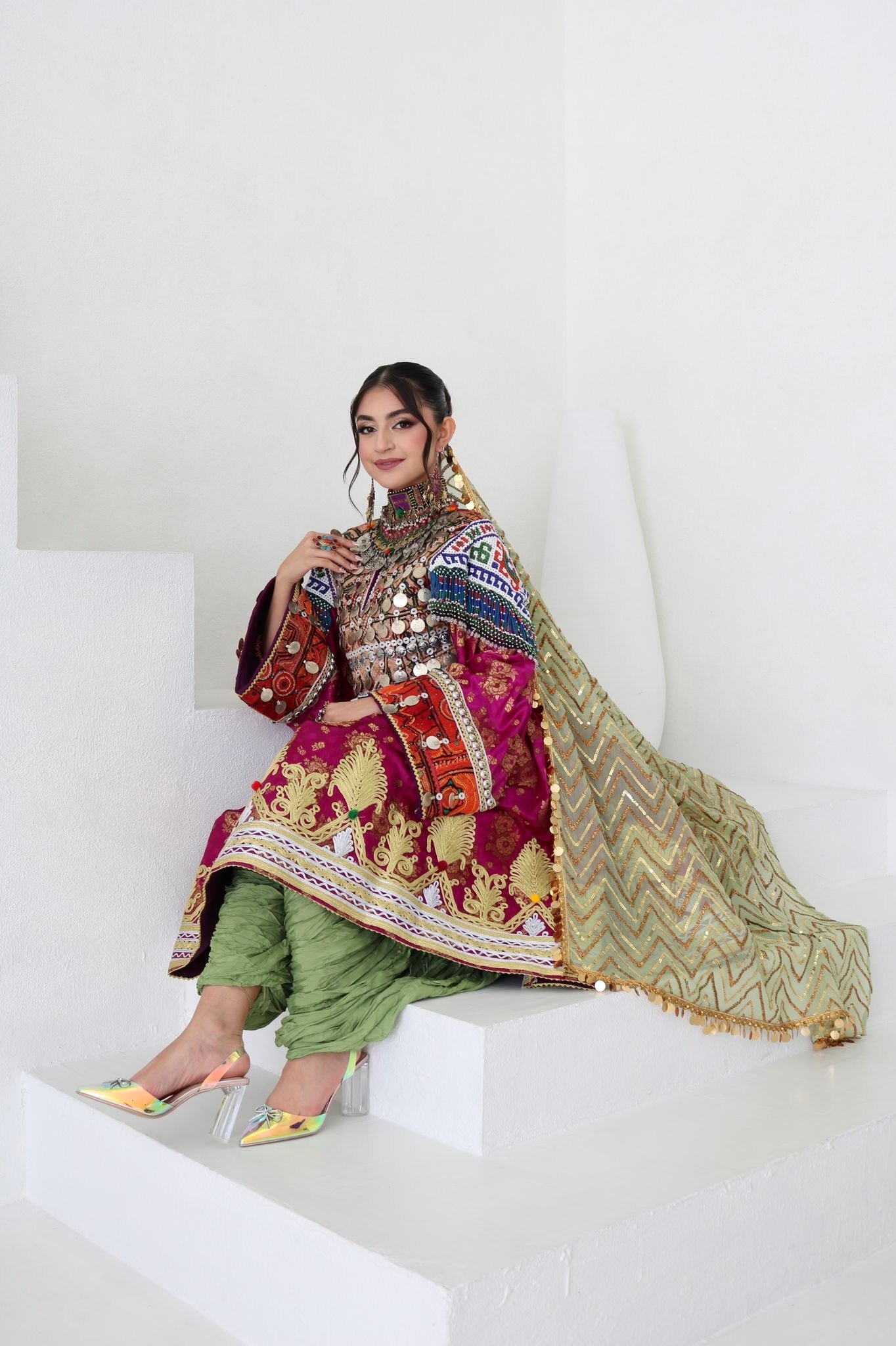 Farzana Afghan Kuchi Dress (purple)