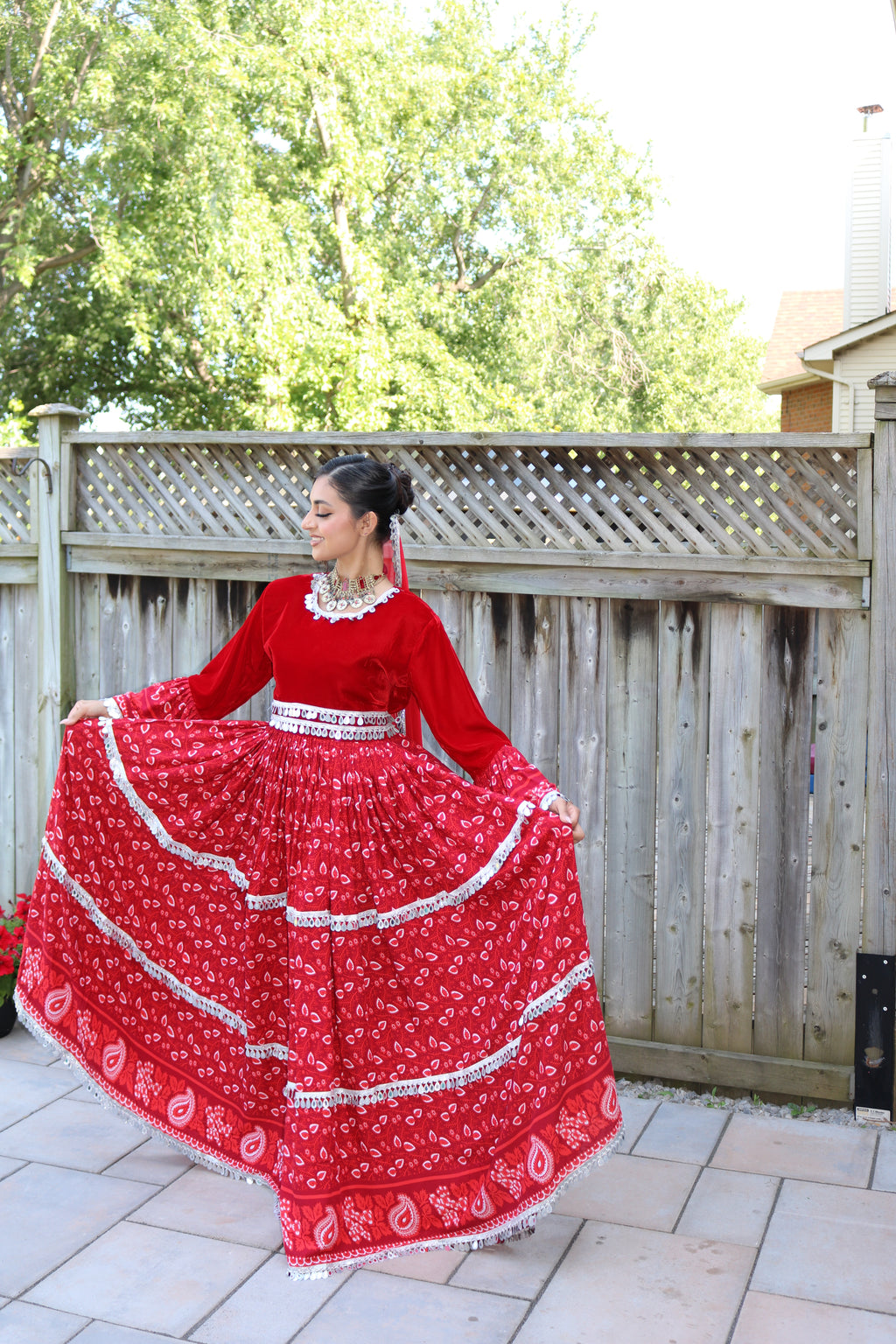 Sarah Afghan Kuchi Dress (red)
