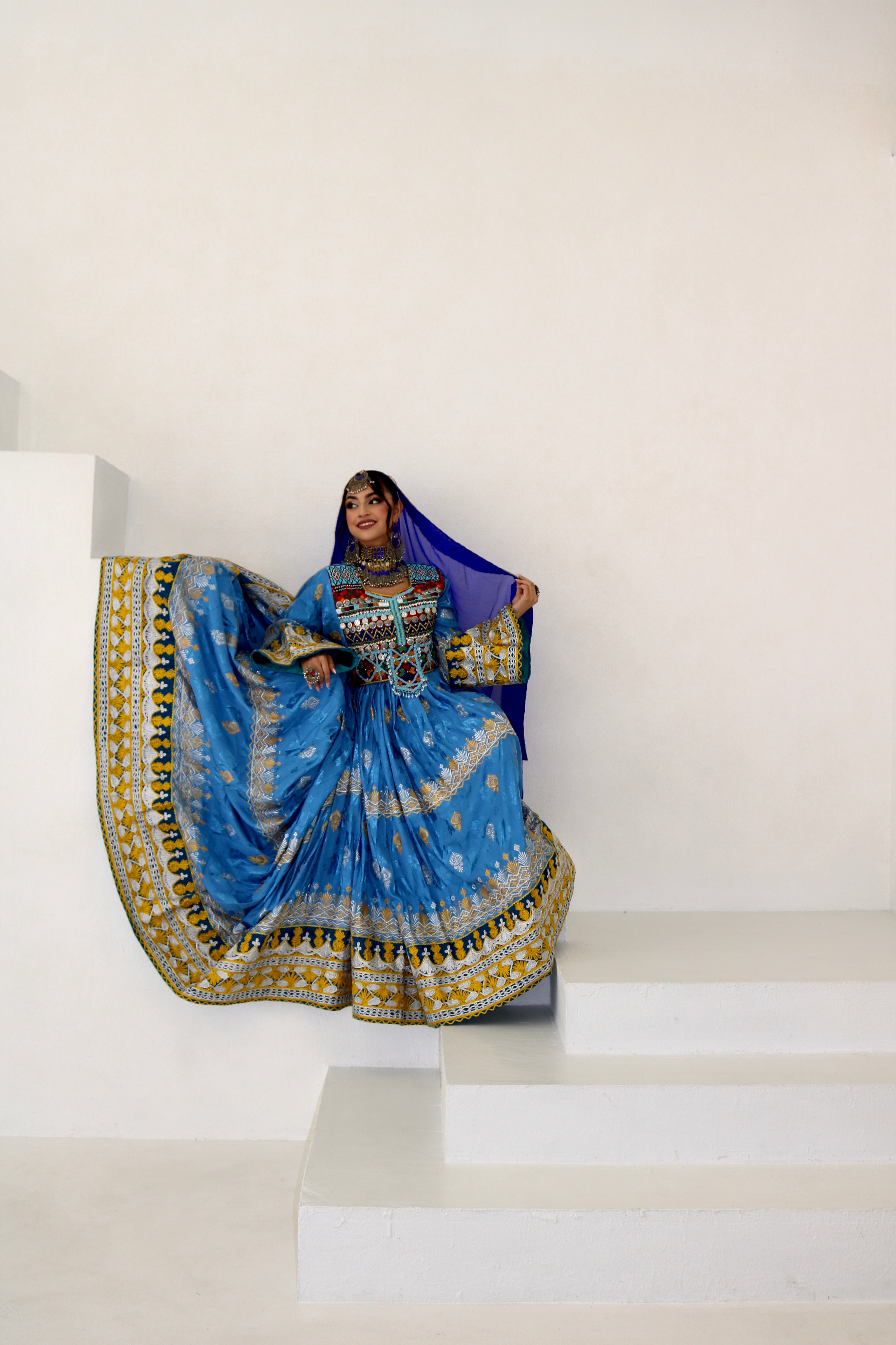 Zarmina Afghan Kuchi Dress (blue)