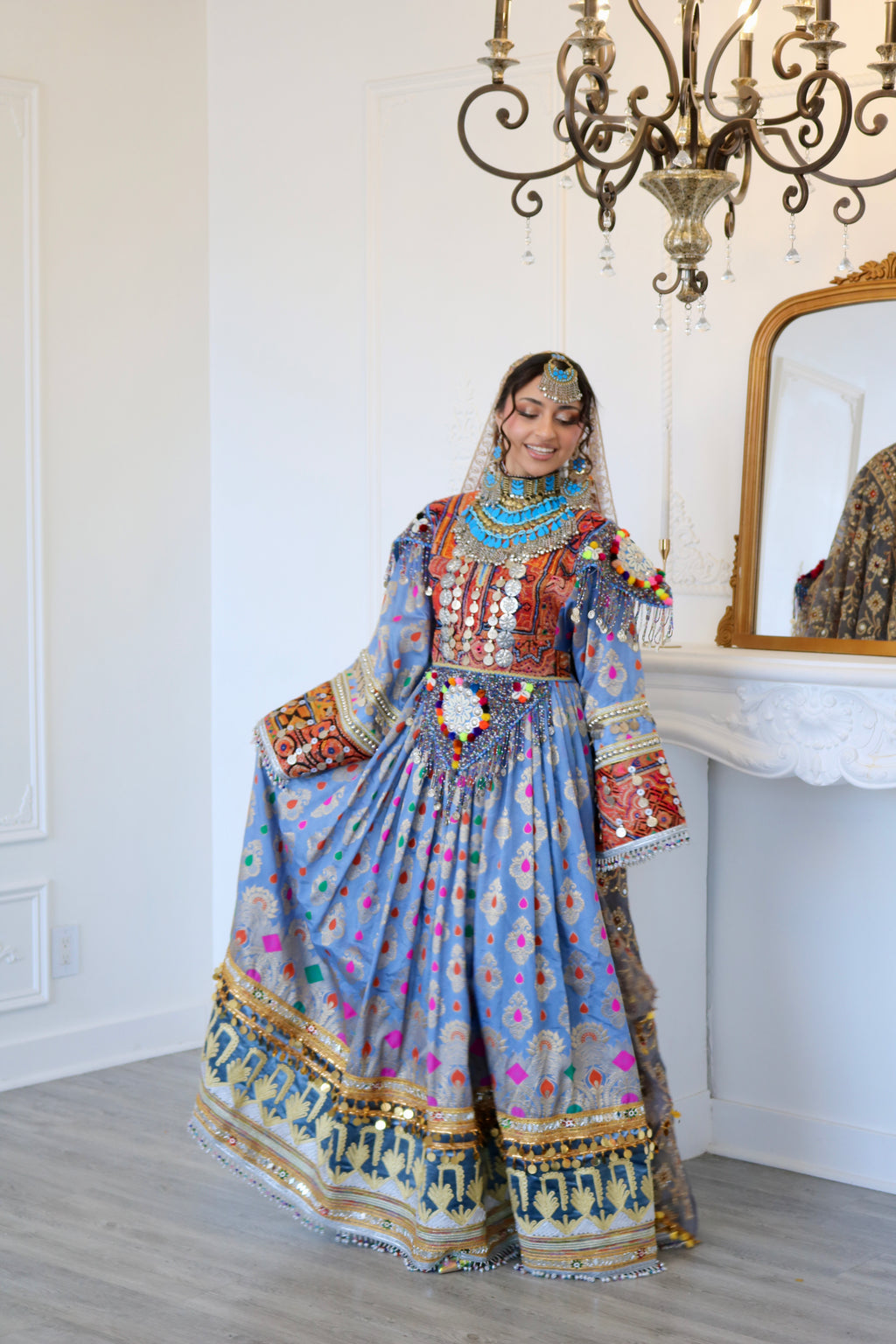 Mursal Afghan Kuchi Dress (blue/gray)