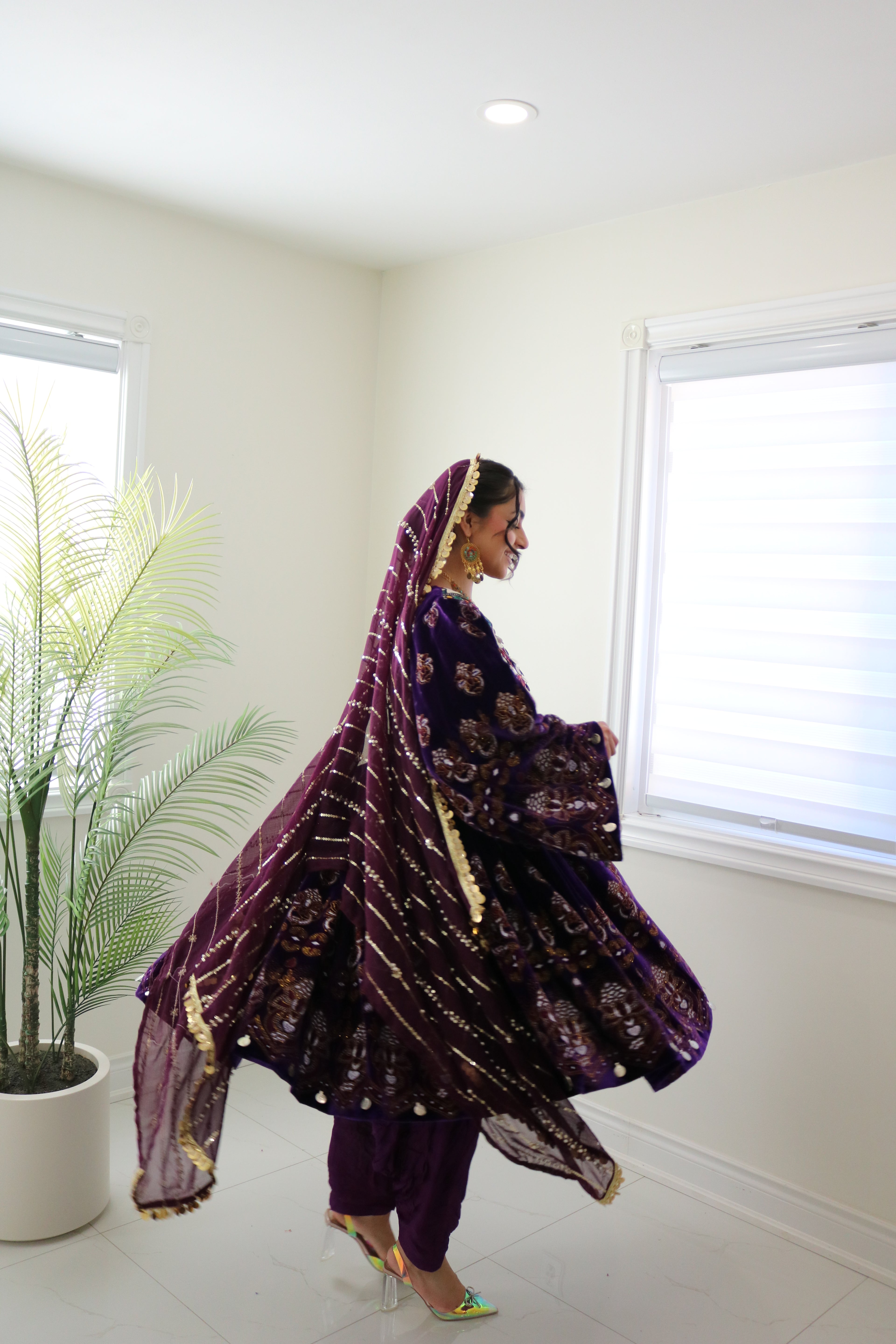 Wahida Afghan Kuchi Dress (purple)
