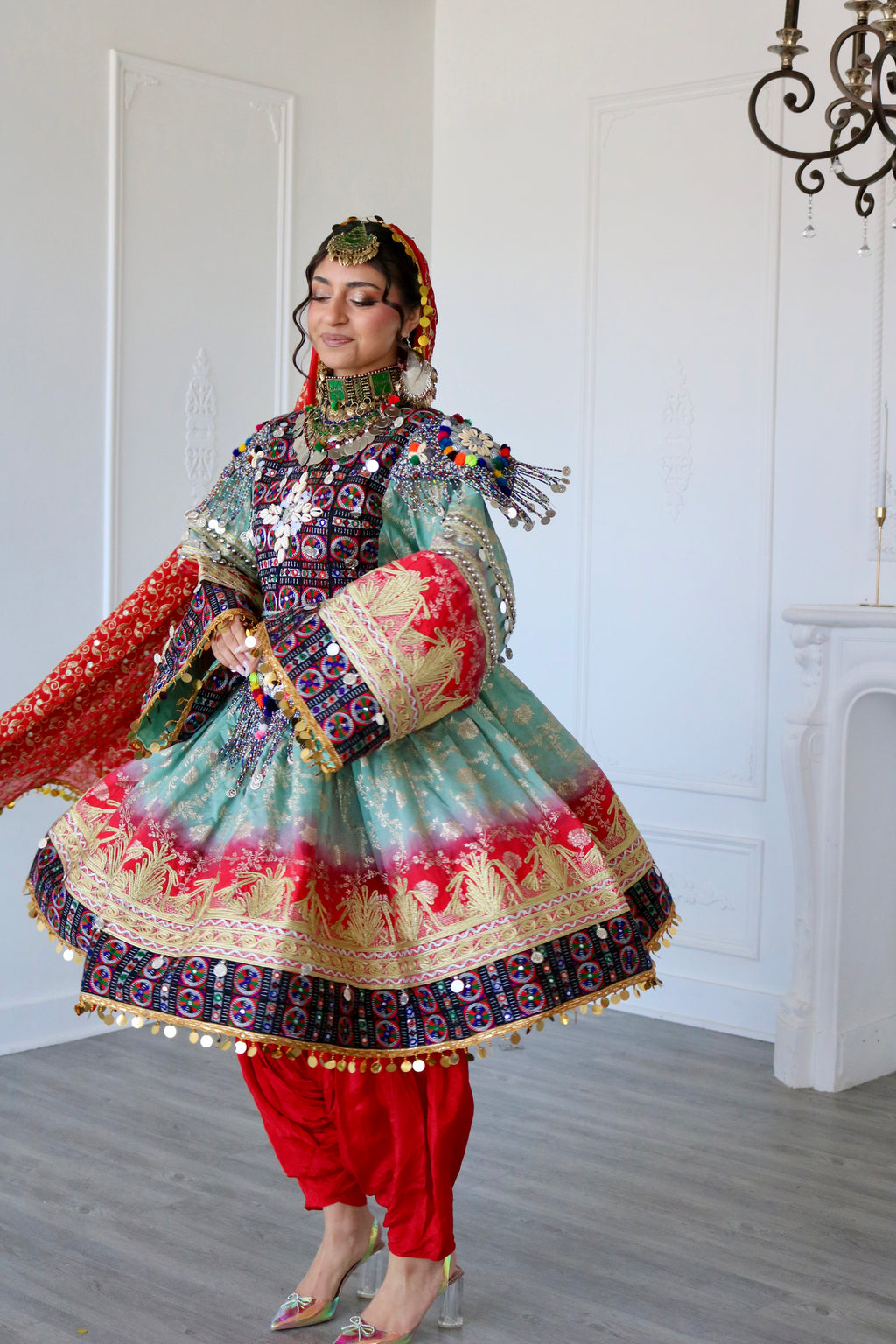 Afghan Kuchi Dress (blue/red)