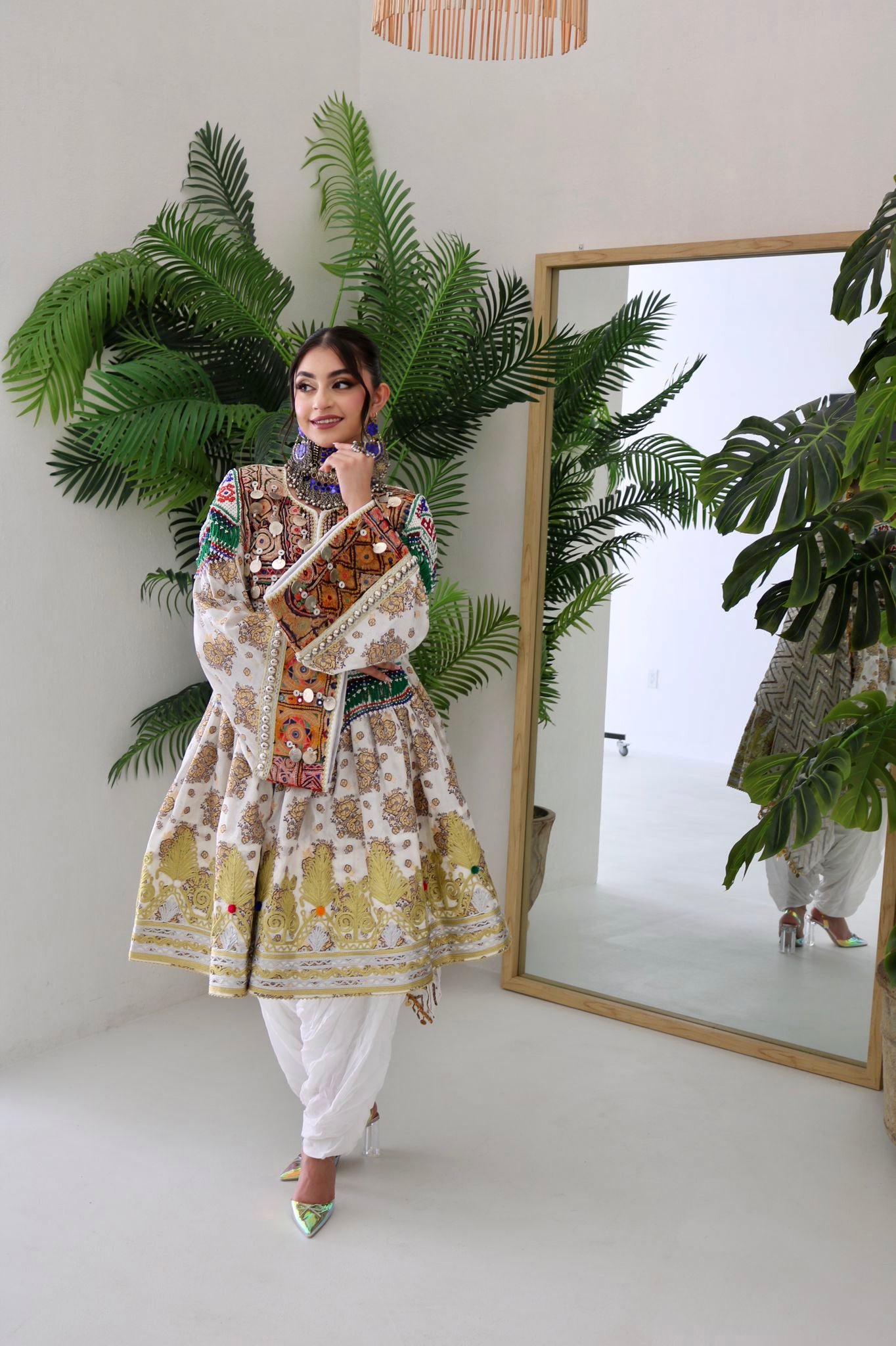 Farzana Afghan Kuchi Dress (white)