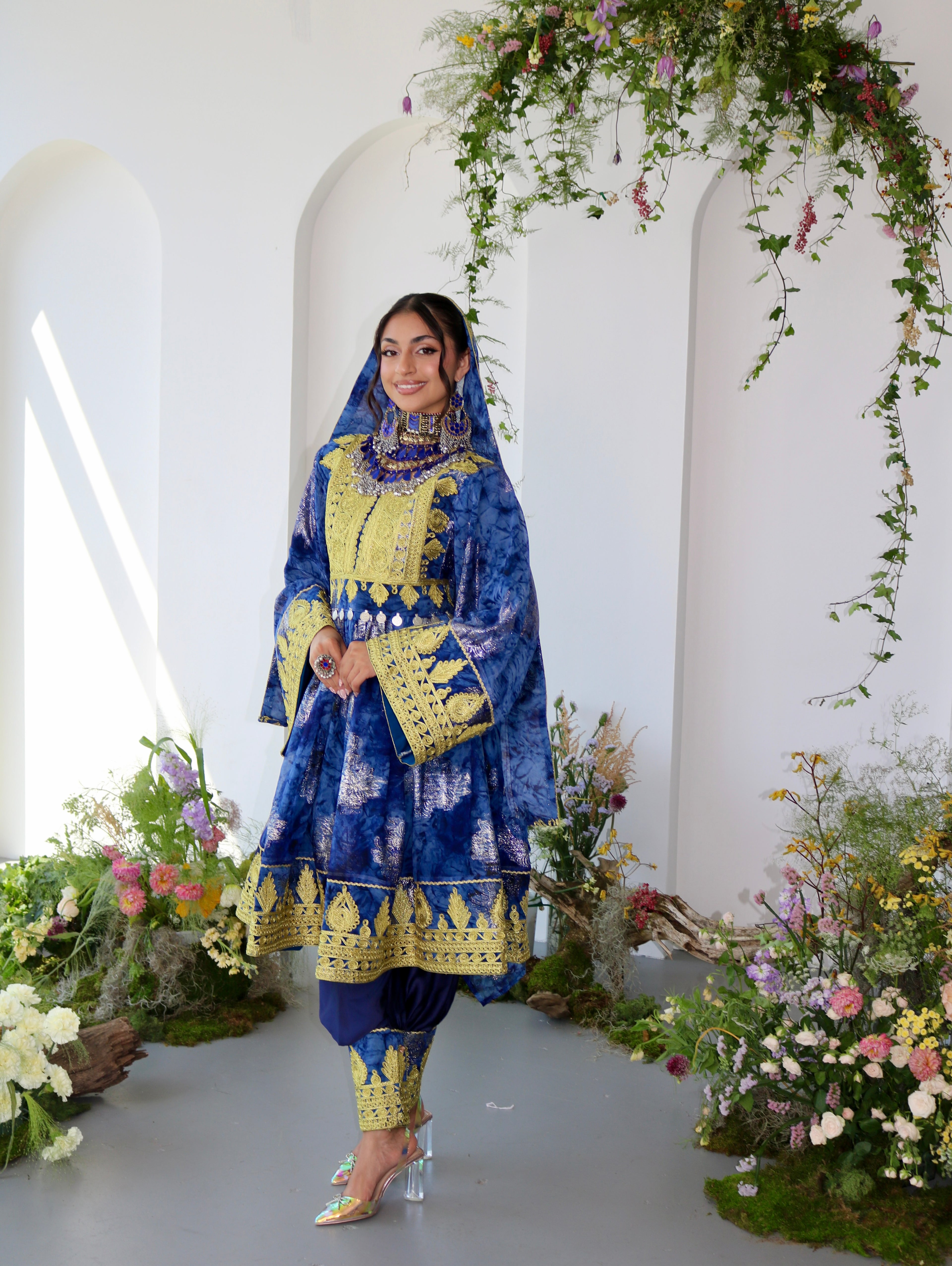 Farah Afghan Kuchi Dress (navy blue)