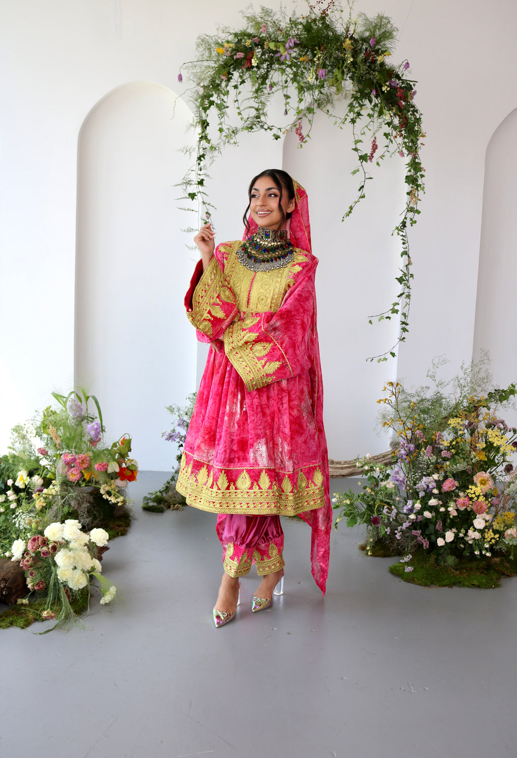 Farah Afghan Kuchi Dress (pink)