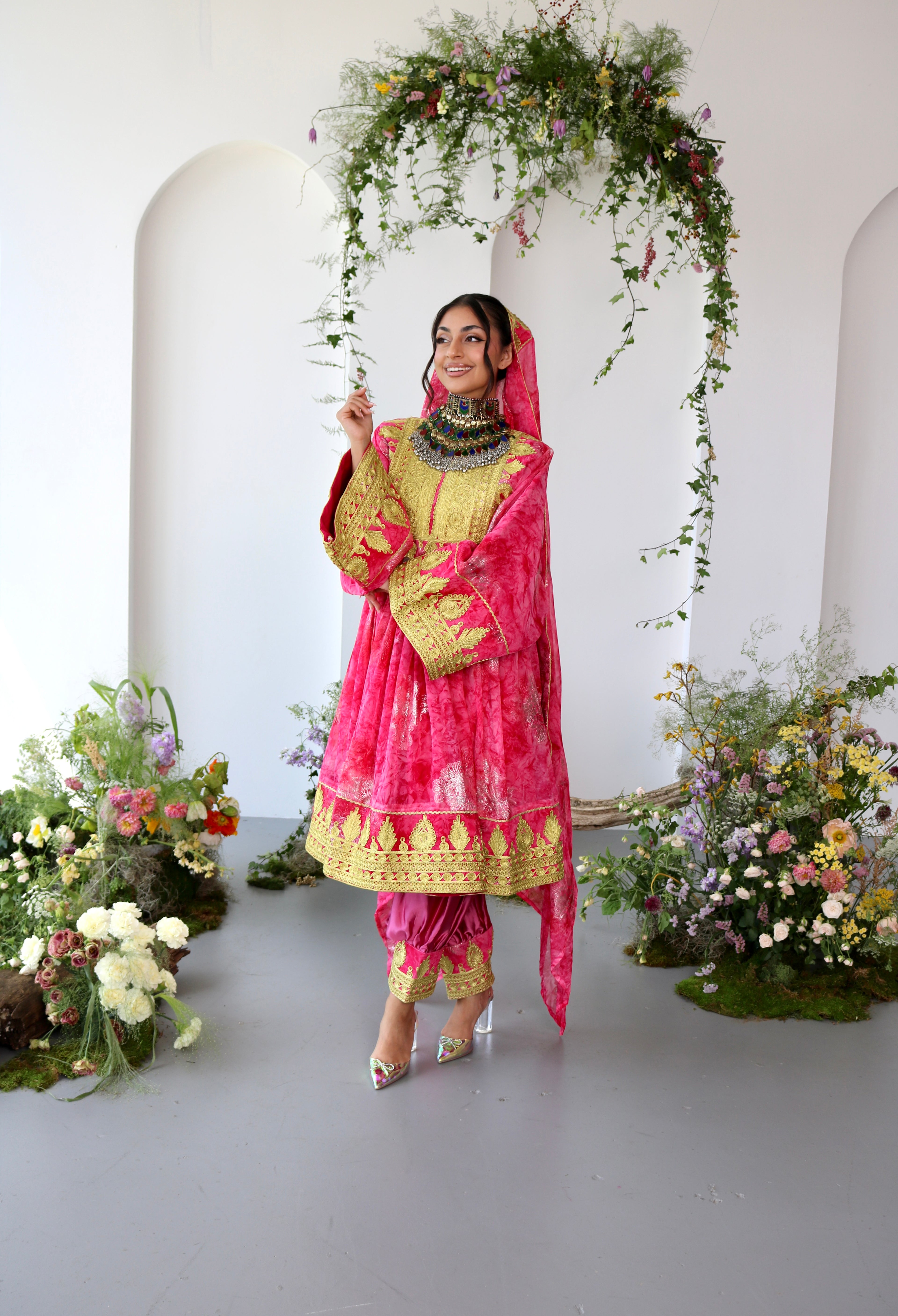 Farah Afghan Kuchi Dress (pink)