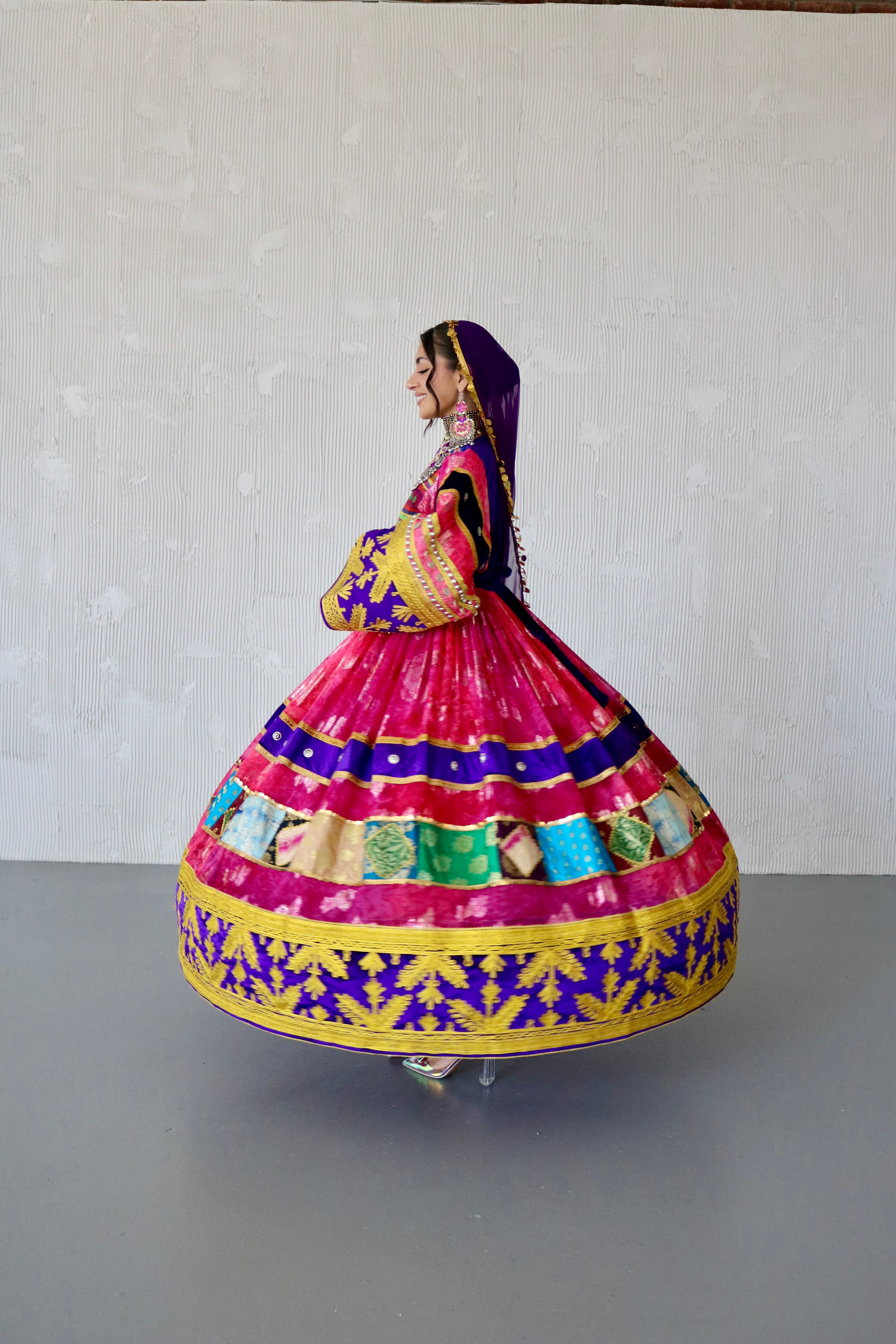 Layma Afghan Kuchi Dress(pink/purple)