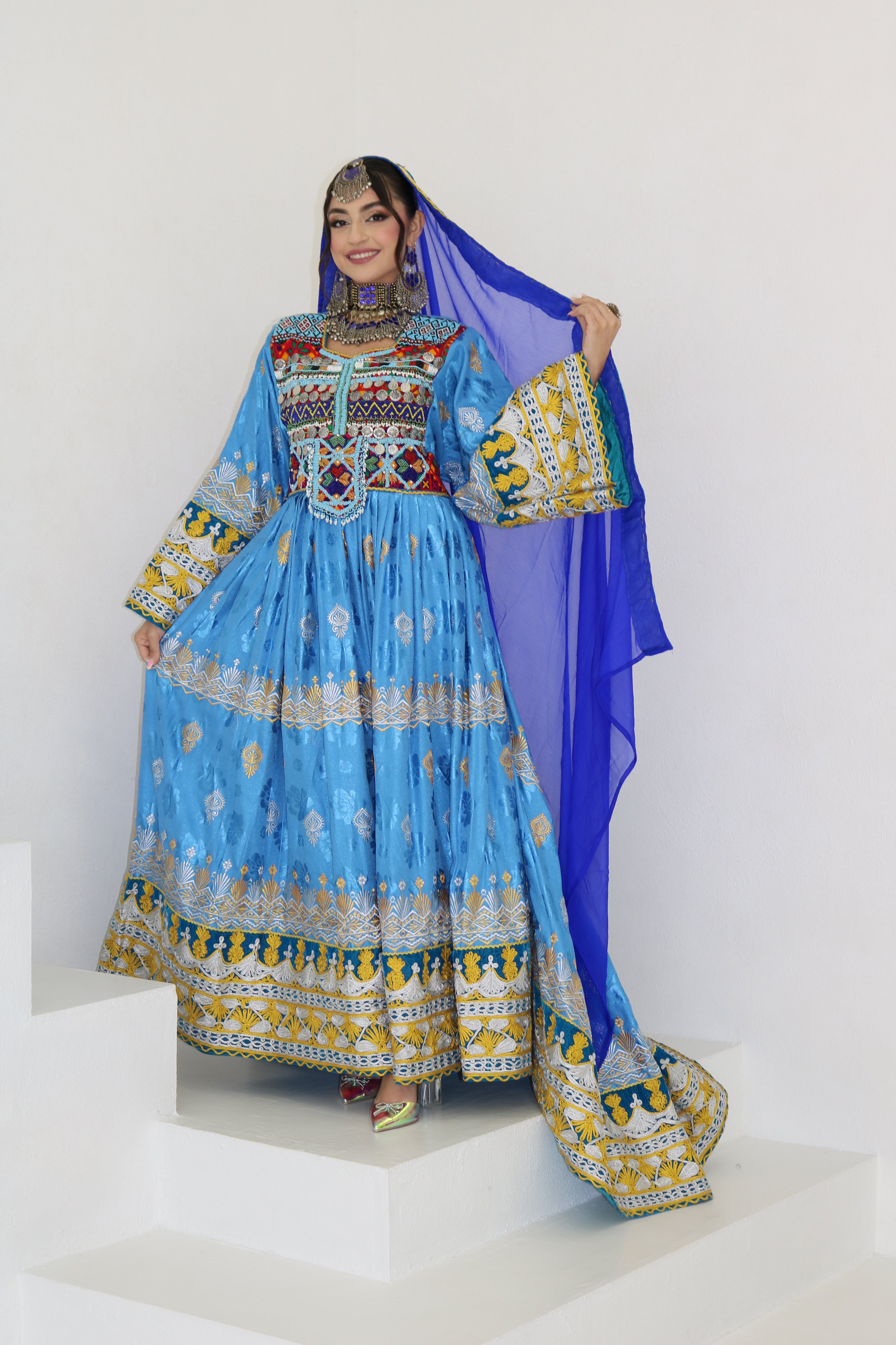 Zarmina Afghan Kuchi Dress (blue)