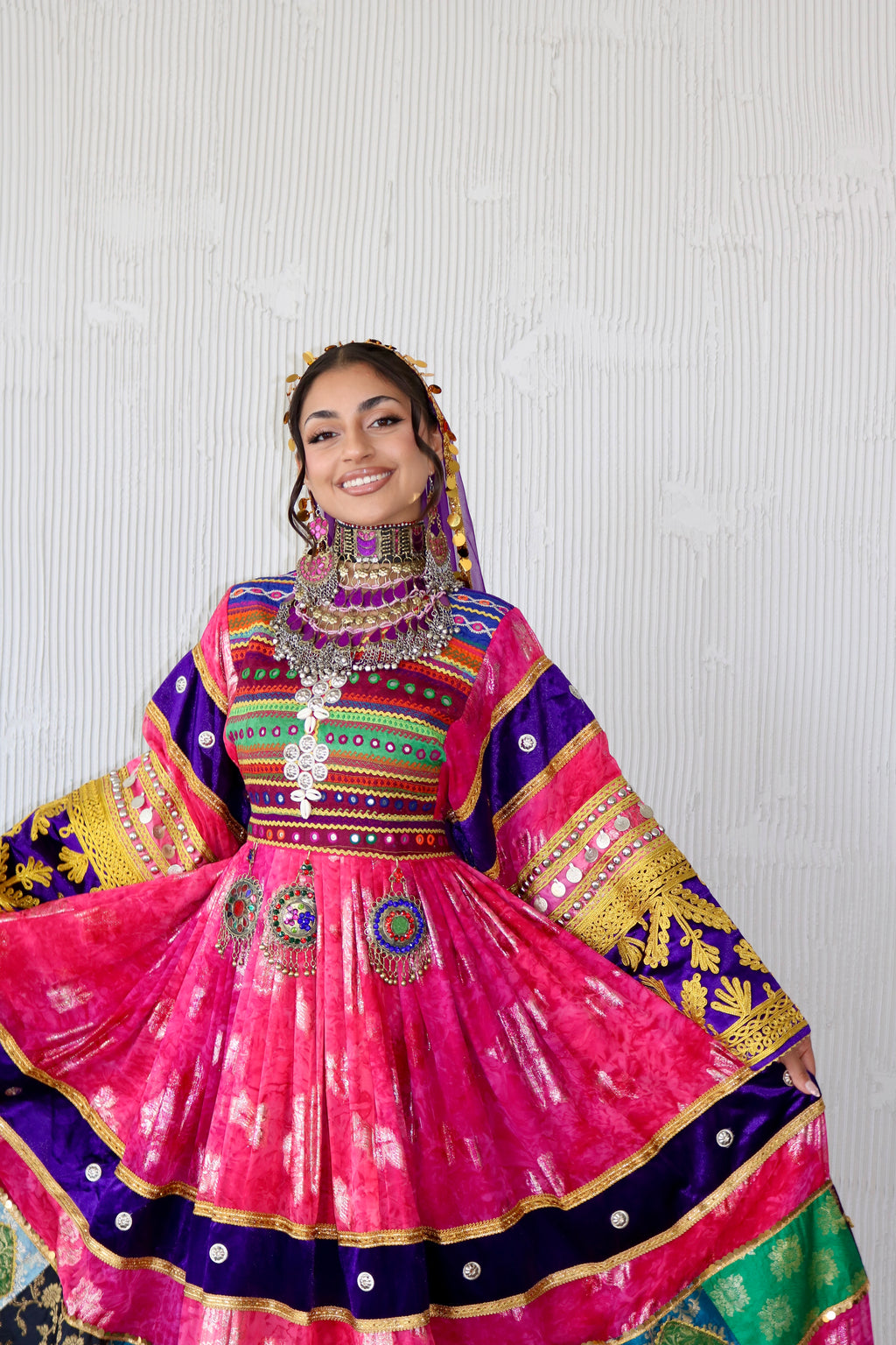 Layma Afghan Kuchi Dress(pink/purple)