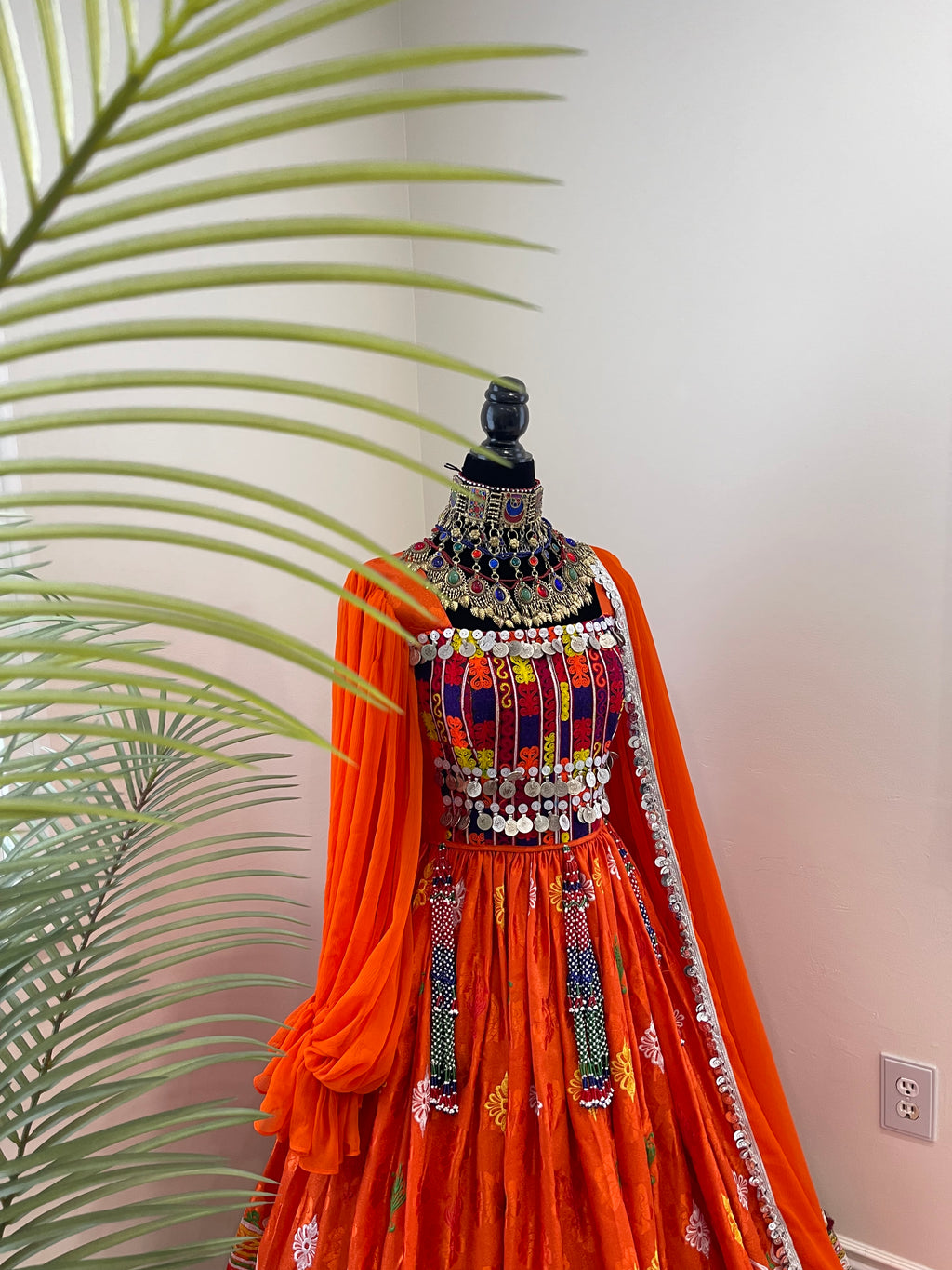 Nelofar Afghan Kuchi Dress -Orange