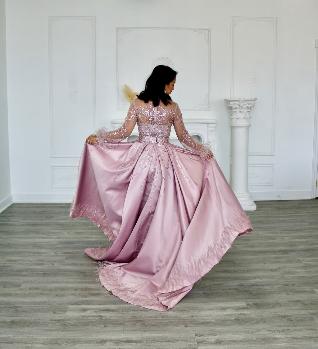 High Neck Beaded Evening Dress