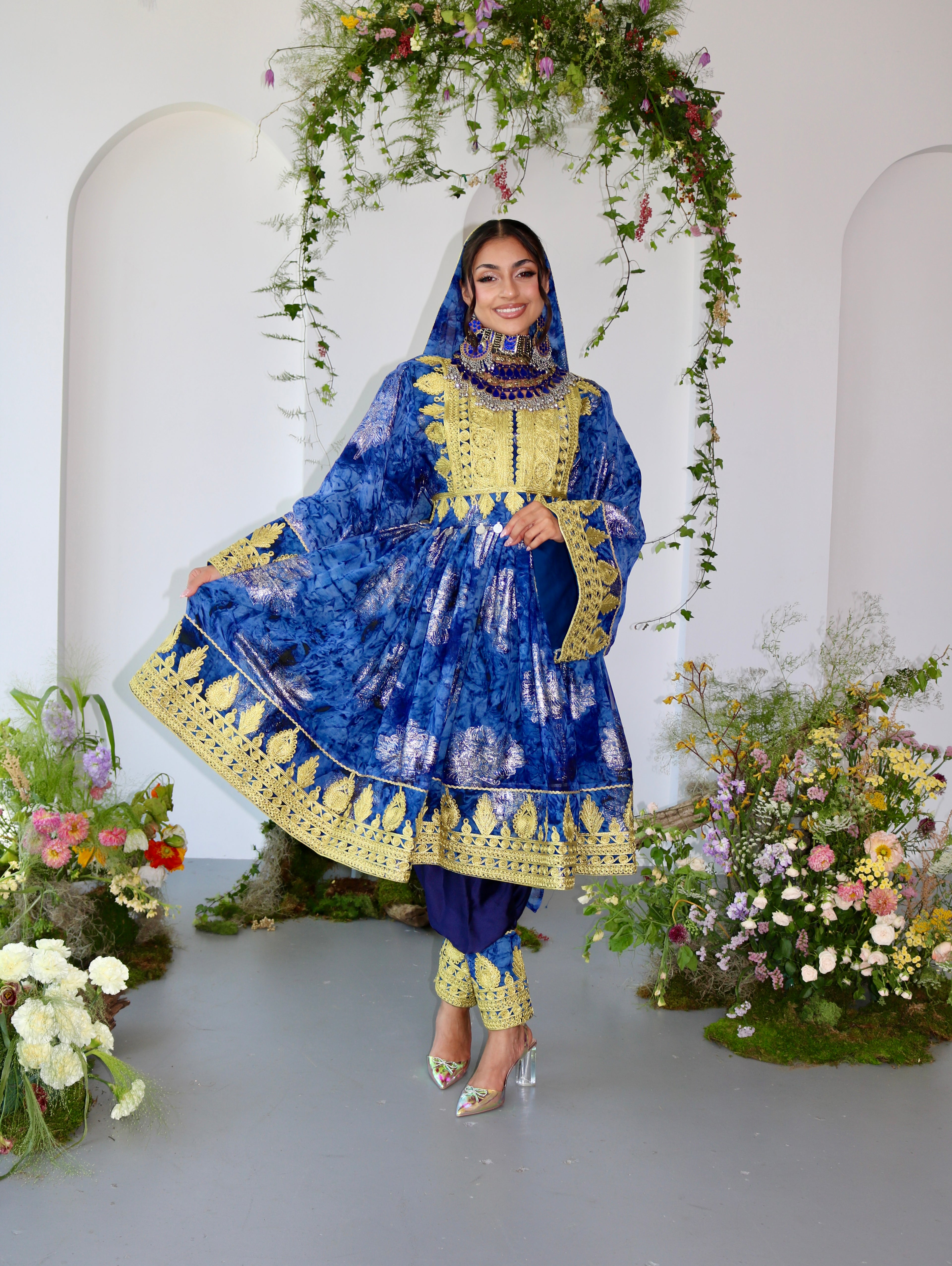 Farah Afghan Kuchi Dress (navy blue)
