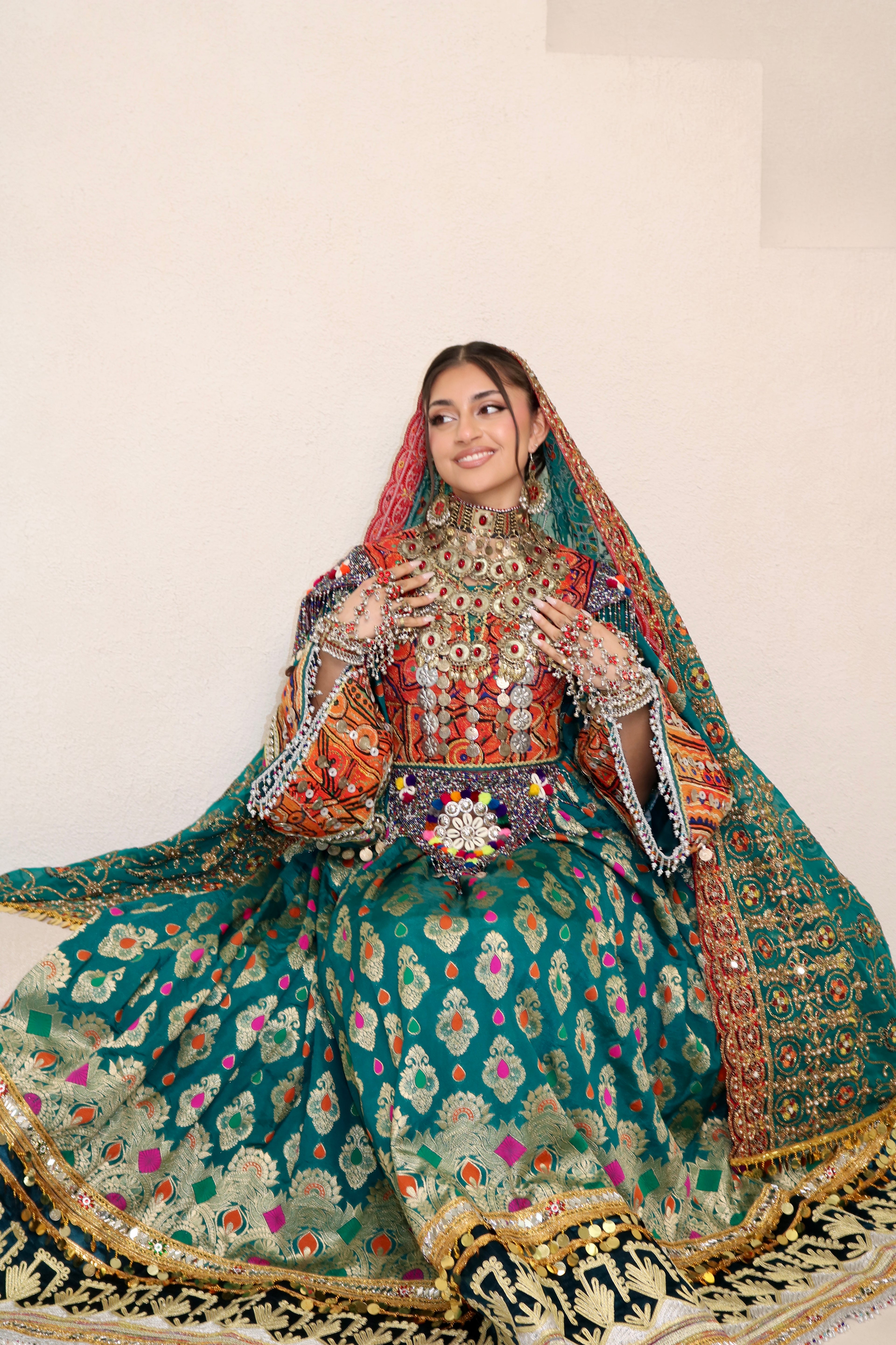 Mursal Afghan Kuchi Dress (sea green)