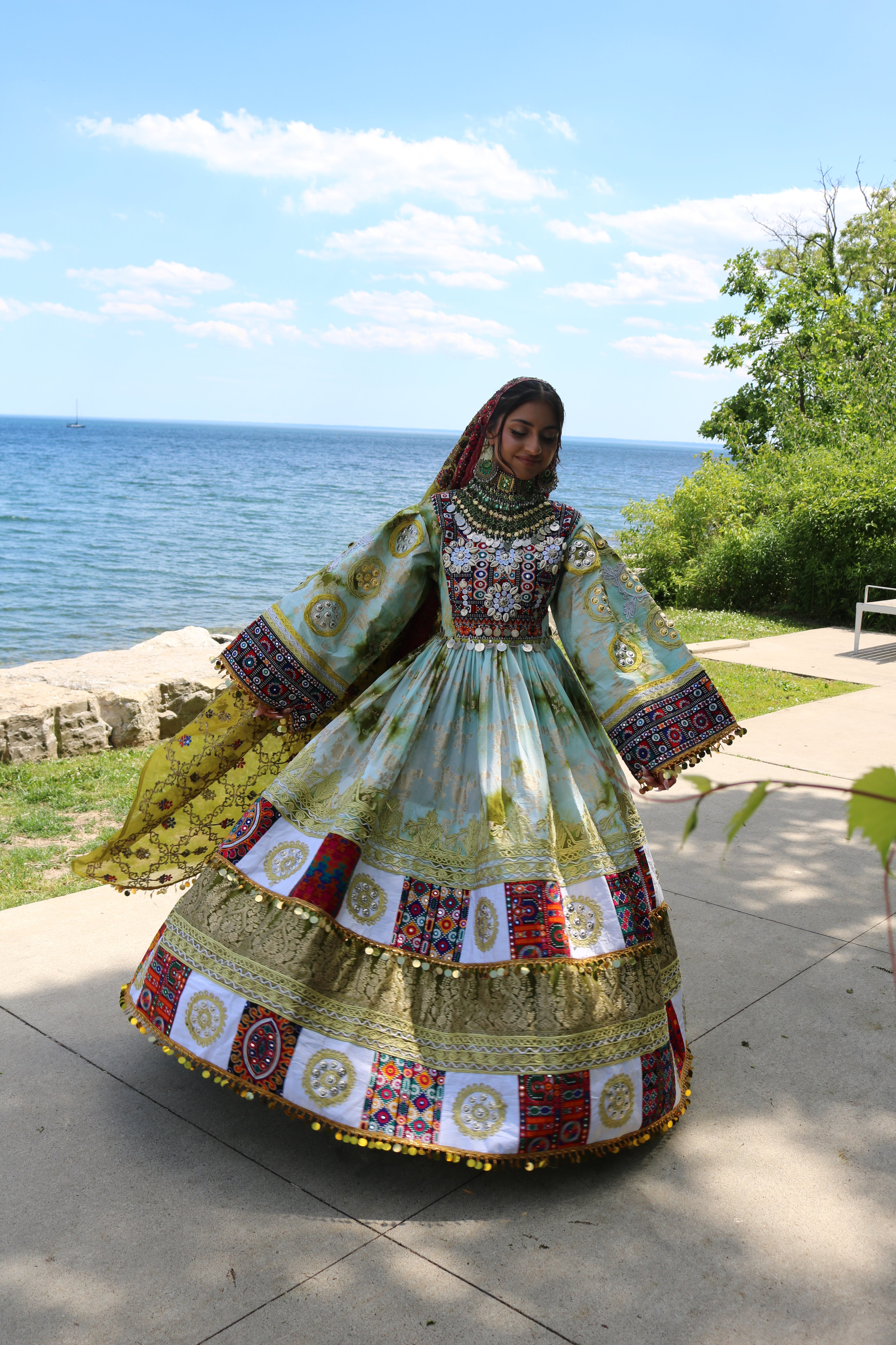 Afghan Kuchi Dress (olive green)