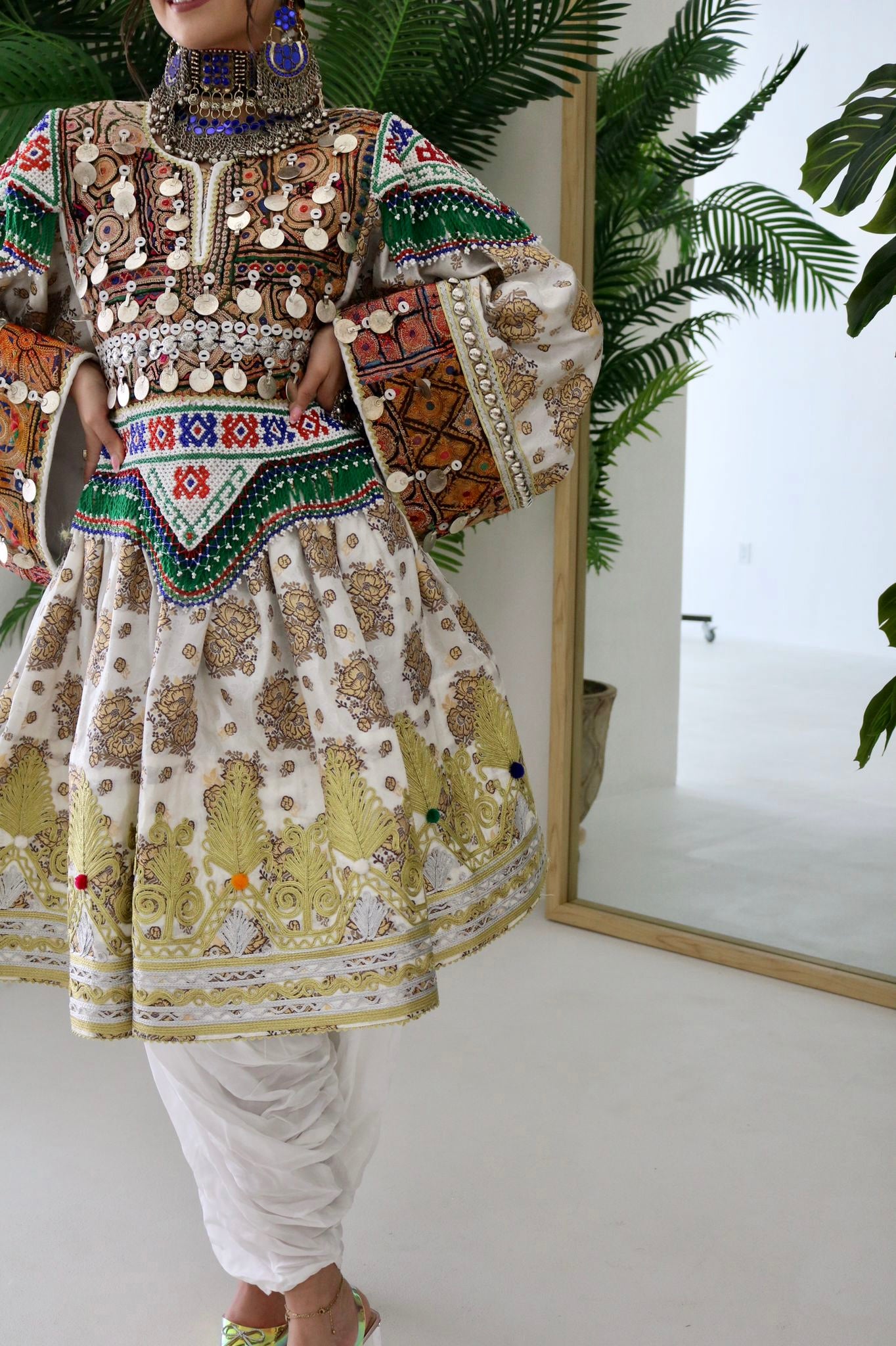 Farzana Afghan Kuchi Dress (white)