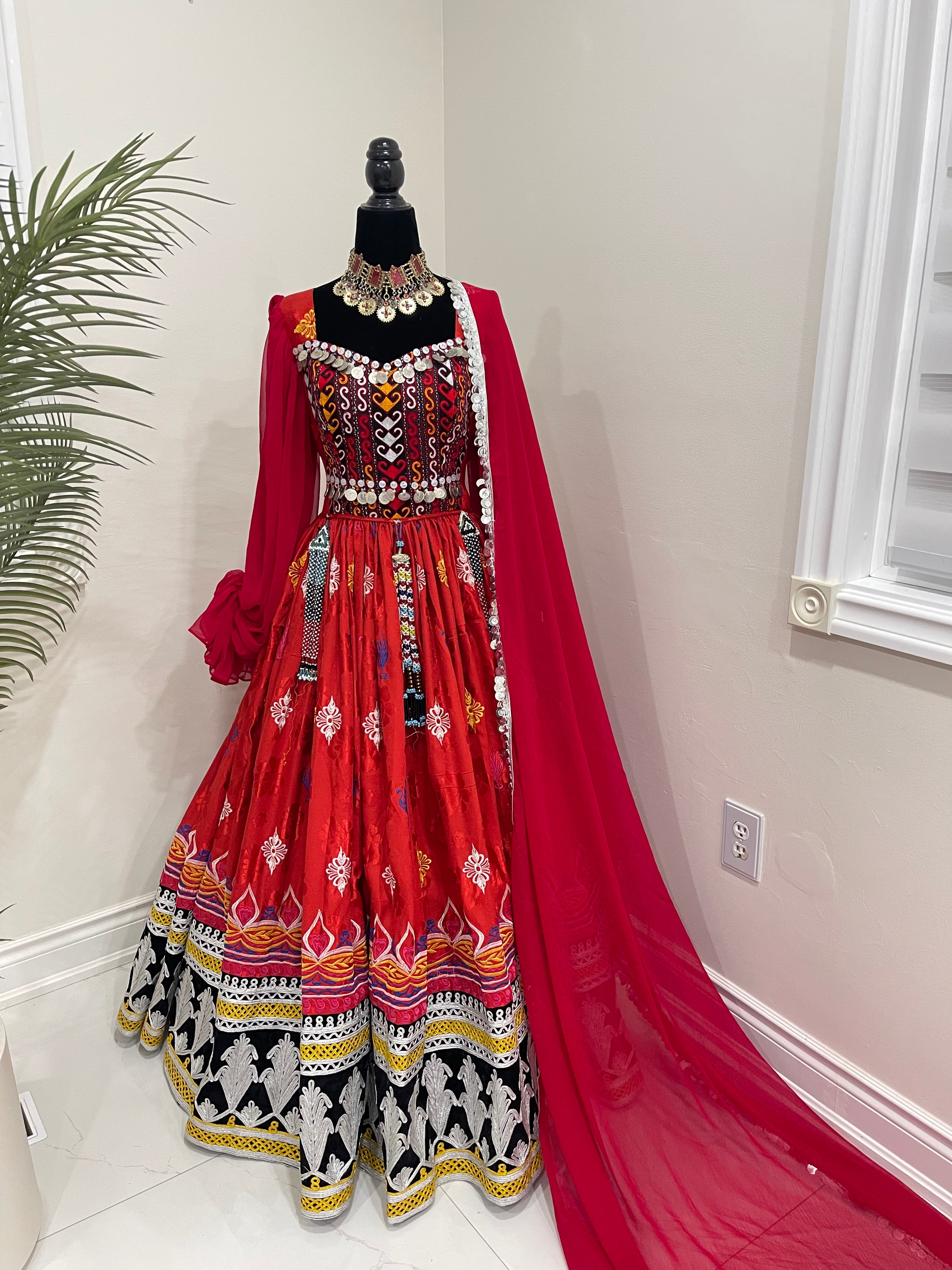 Nelofar Afghan Kuchi Dress - Red