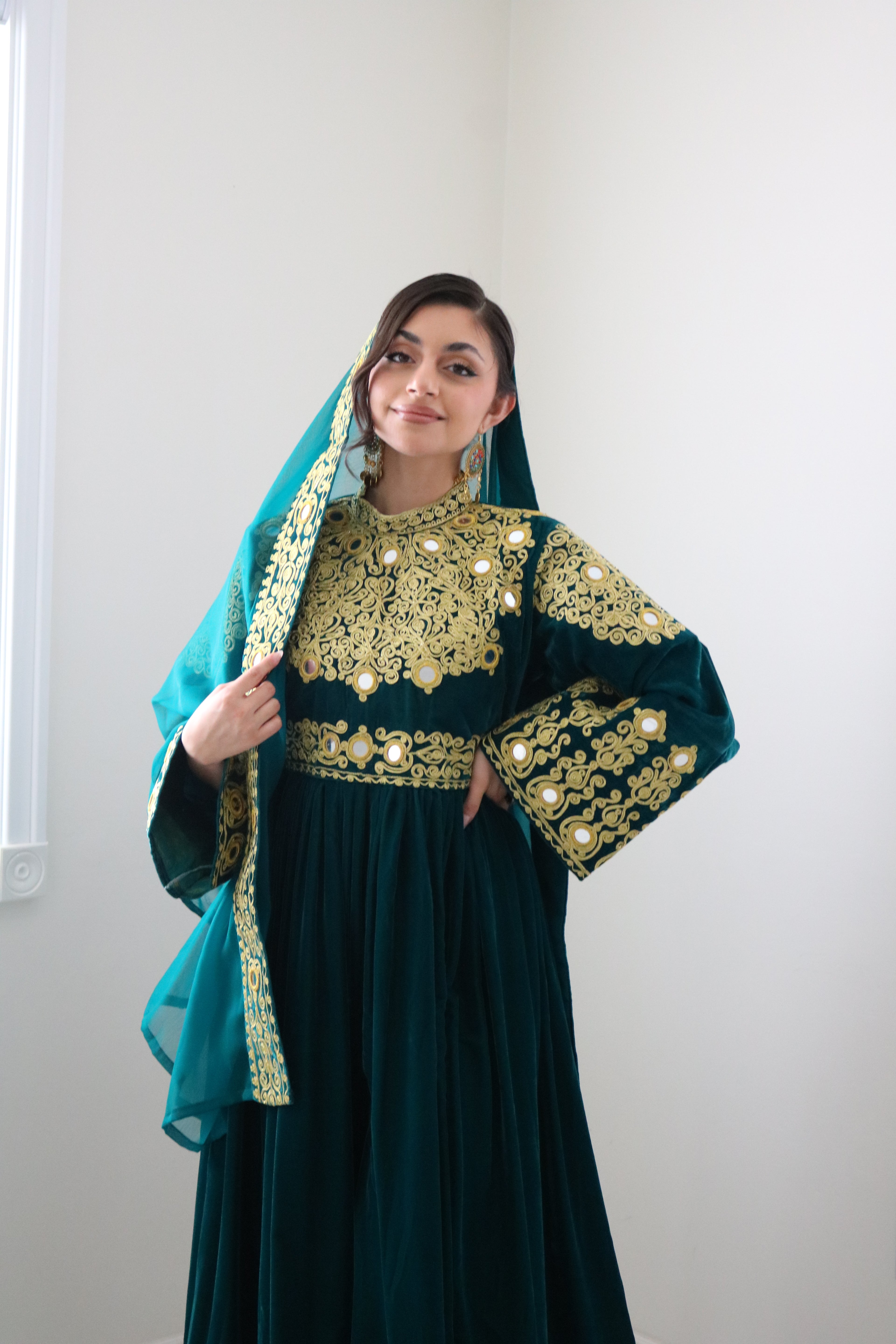 Sahar Afghan Kuchi Dress (sea green)