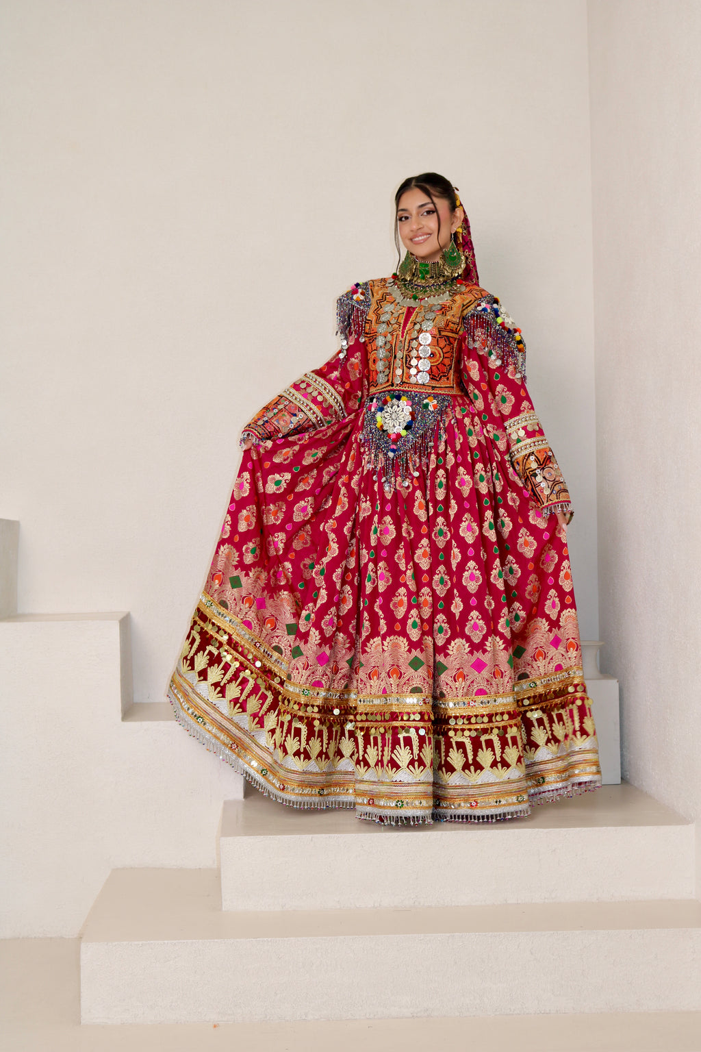 Mursal Afghan Kuchi Dress (hot pink)