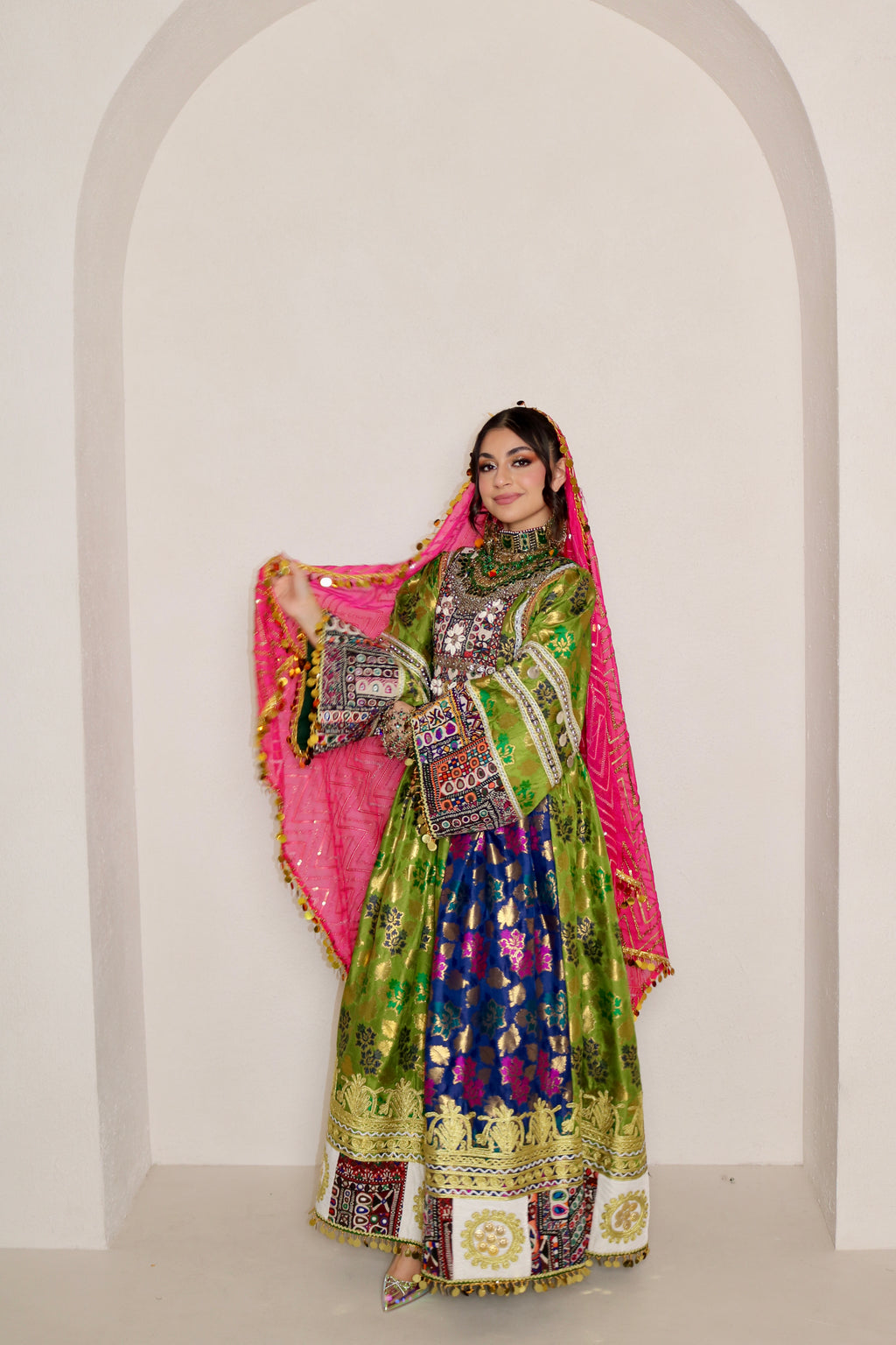 Sabrina Afghan Kuchi Dress (royal blue/green)