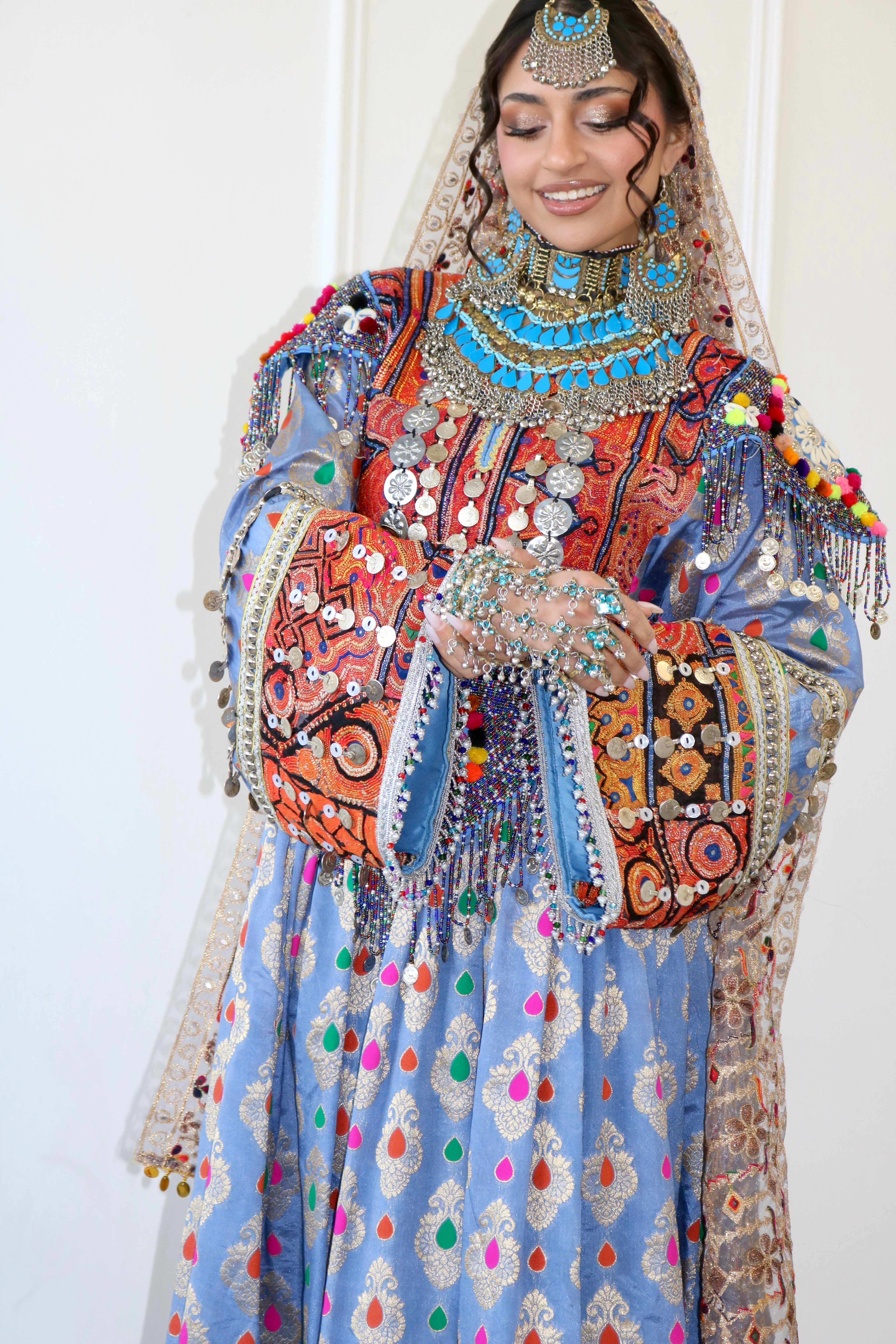 Mursal Afghan Kuchi Dress (blue/gray)