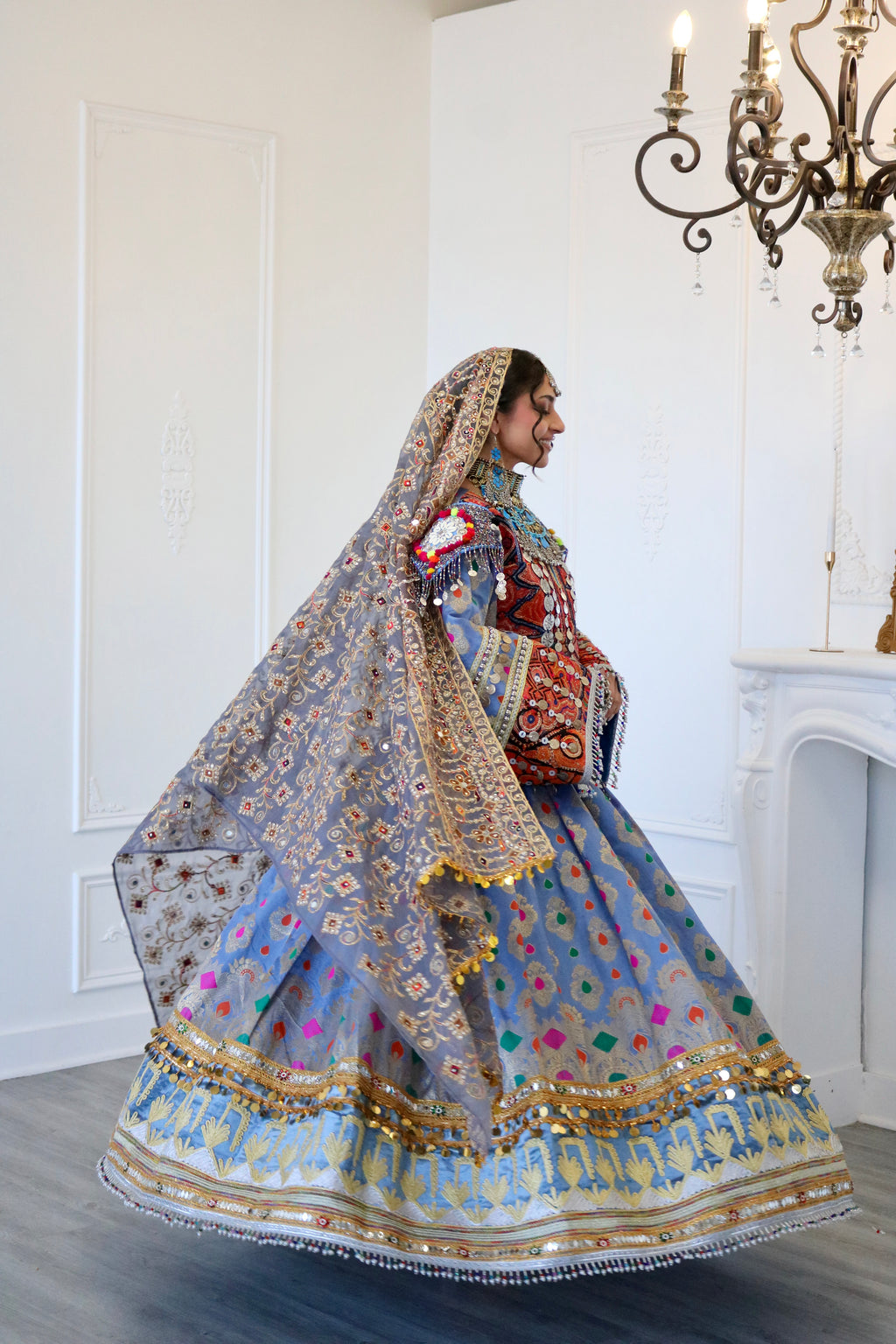 Mursal Afghan Kuchi Dress (blue/gray)