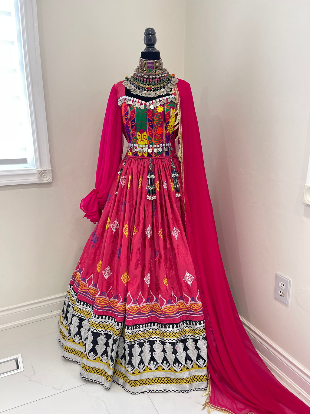 Nelofar Afghan Kuchi Dress- pink