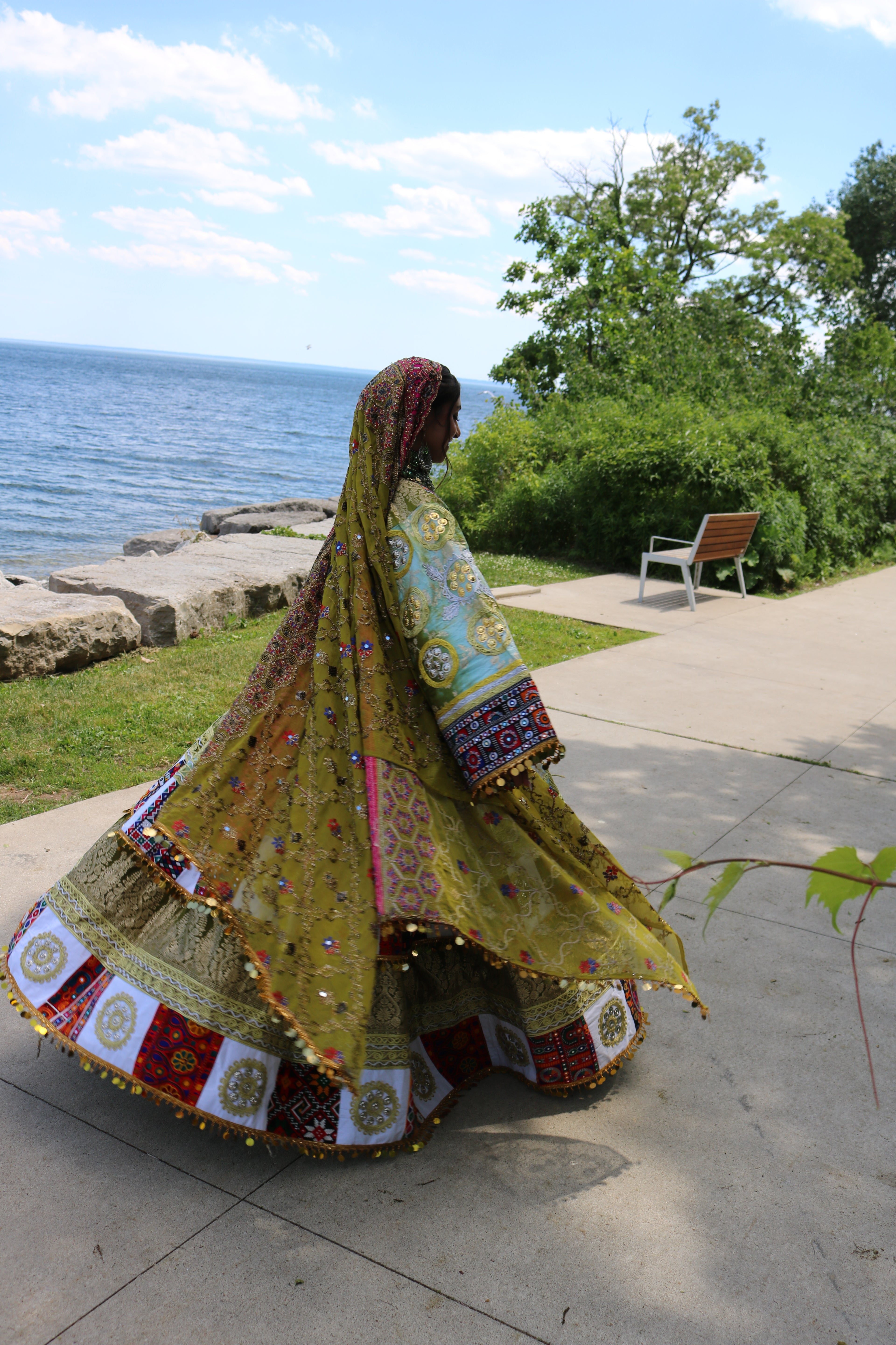 Afghan Kuchi Dress (olive green)