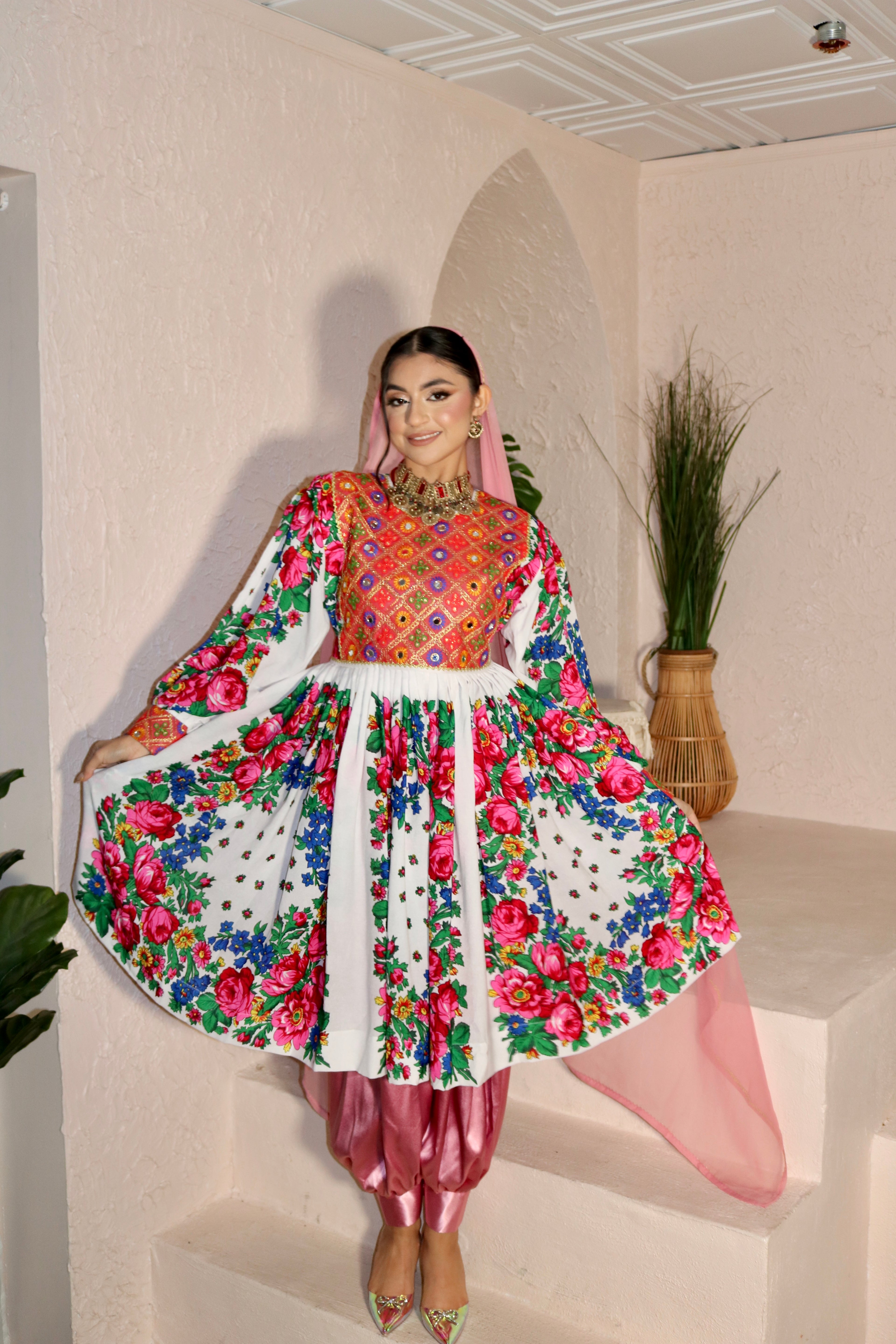 Morsal Afghan Kuchi Dress (white)