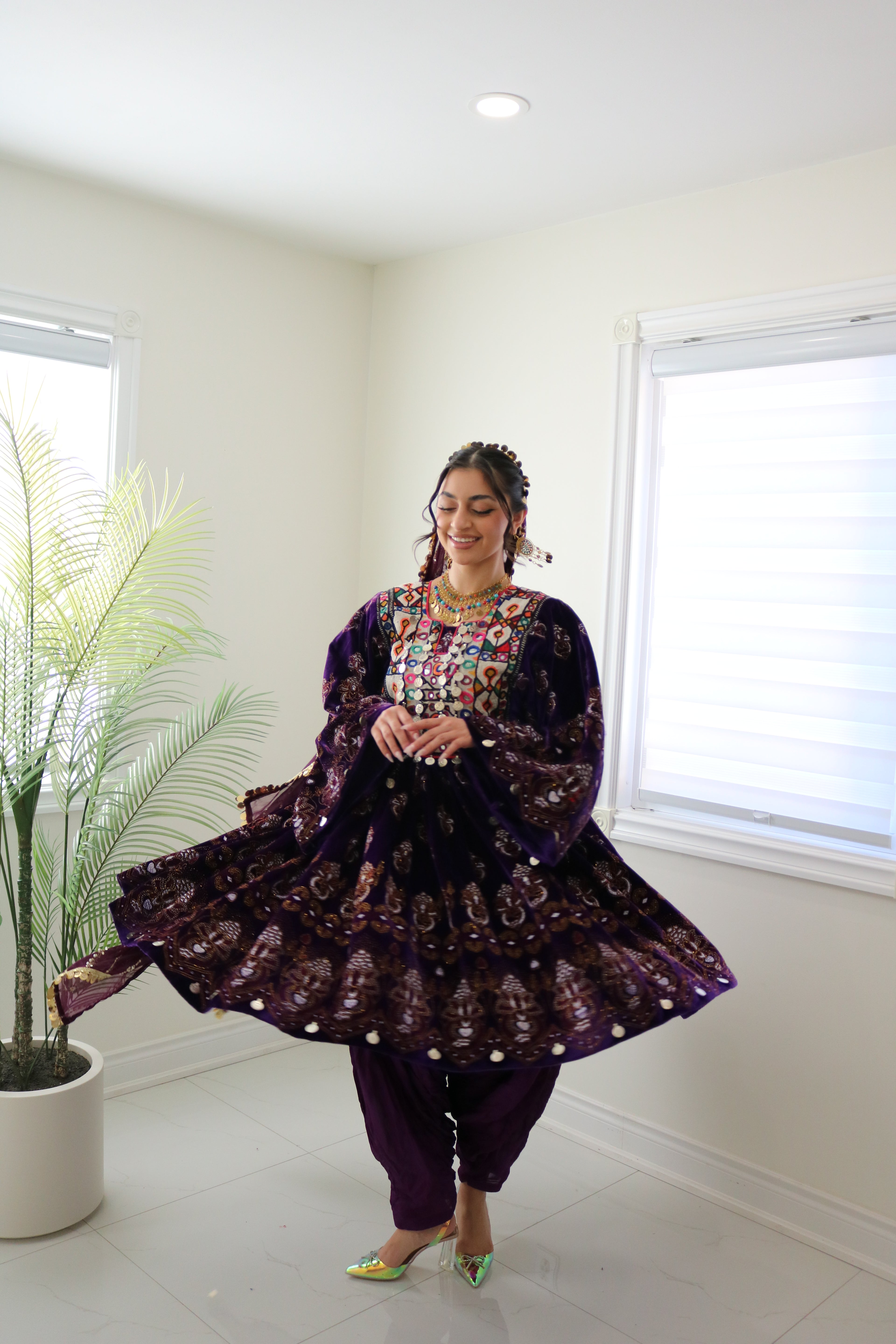 Wahida Afghan Kuchi Dress (purple)