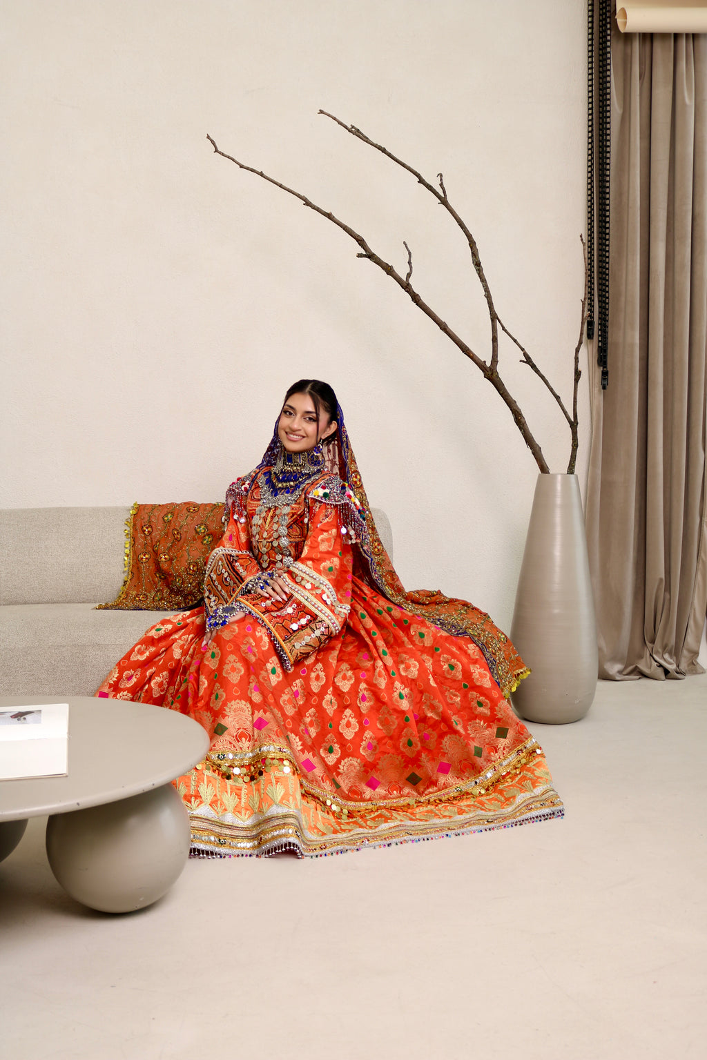 Mursal Afghan Kuchi Dress (orange)