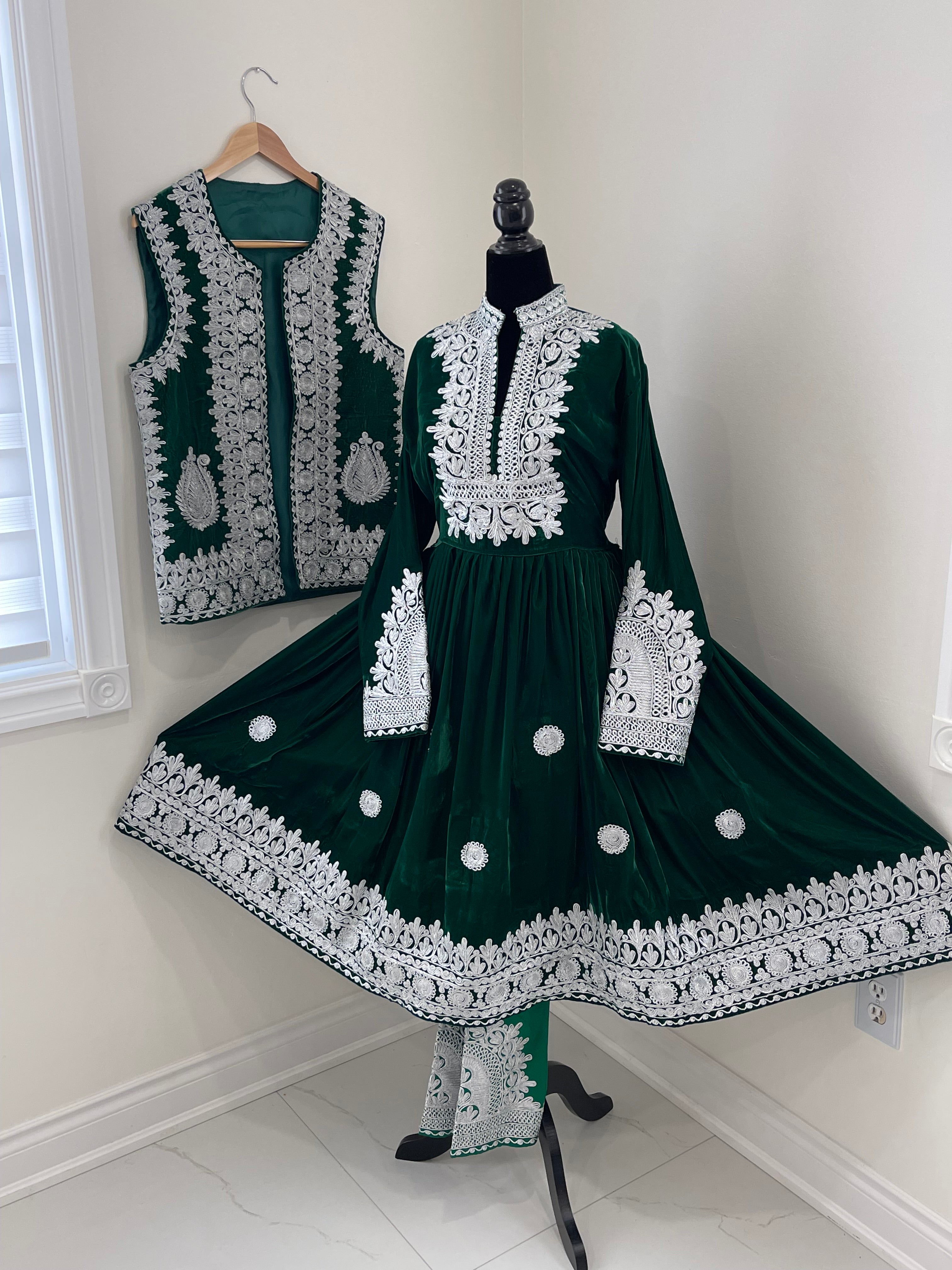 Nel Afghan Kuchi Dress Green