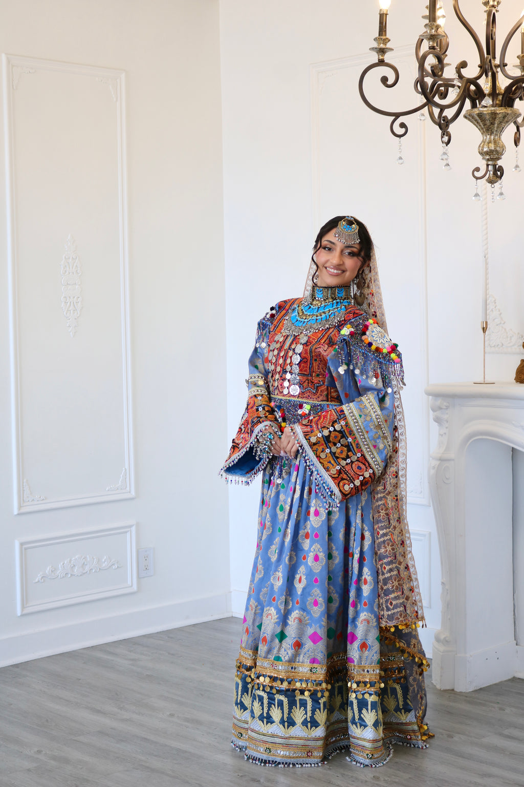 Mursal Afghan Kuchi Dress (blue/gray)