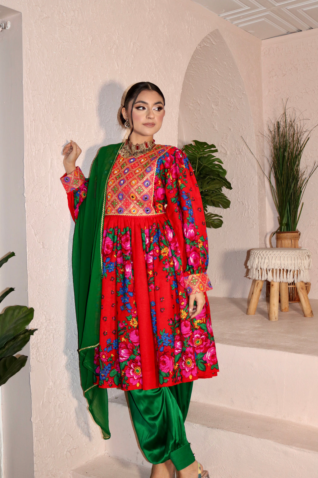 Morsal Afghan Kuchi Dress (red)