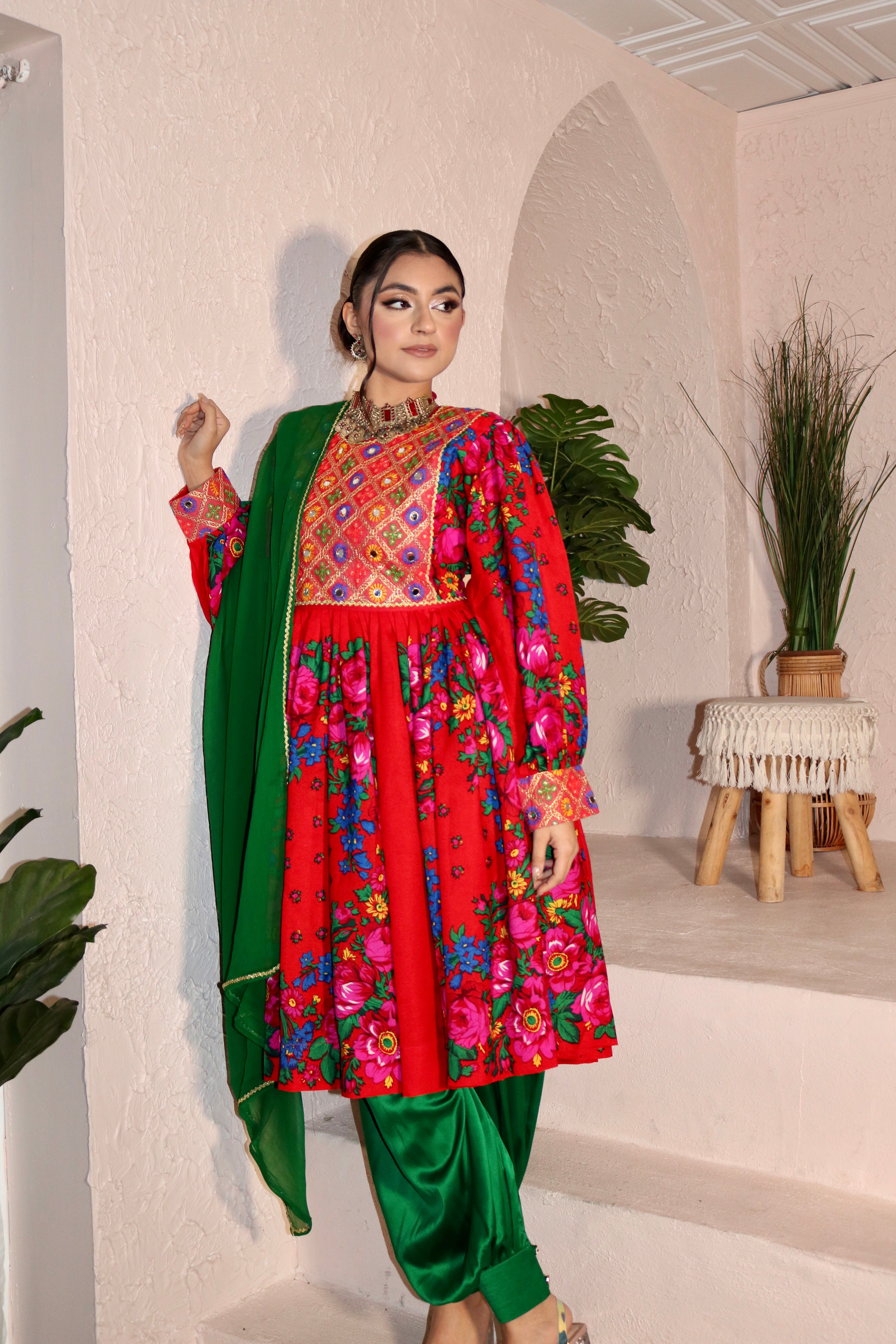 Morsal Afghan Kuchi Dress (red)
