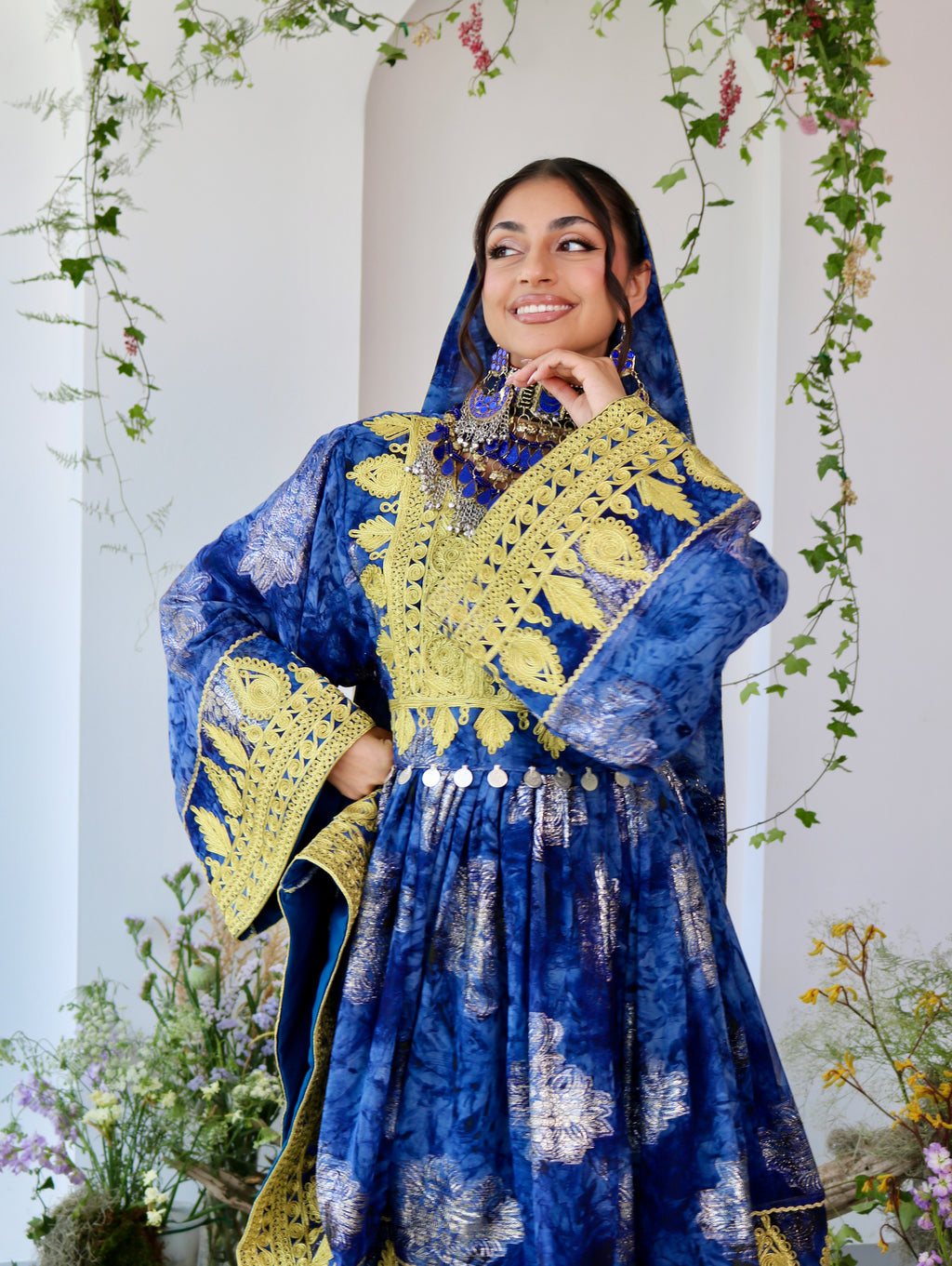 Farah Afghan Kuchi Dress (navy blue)
