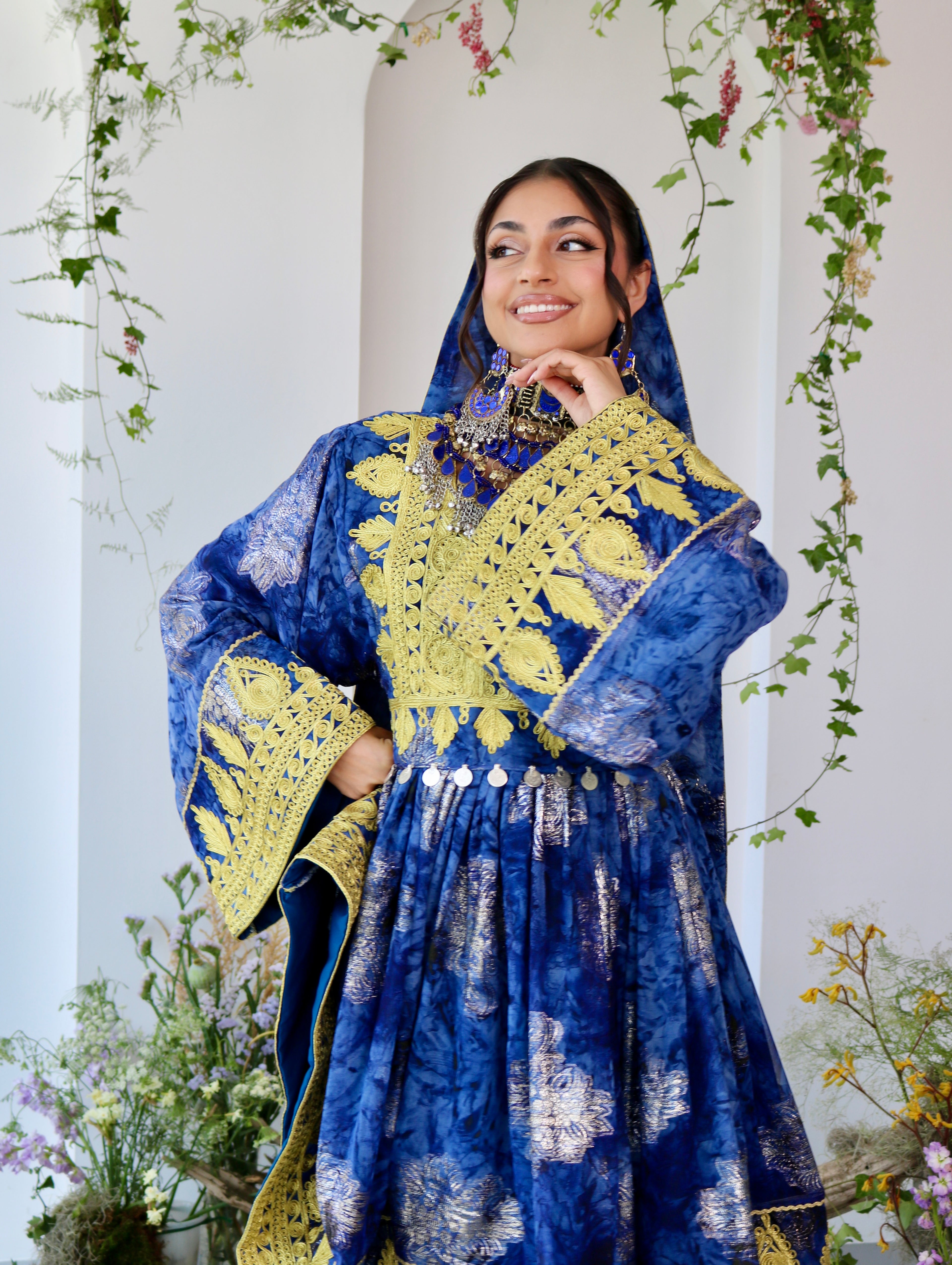 Farah Afghan Kuchi Dress (navy blue)