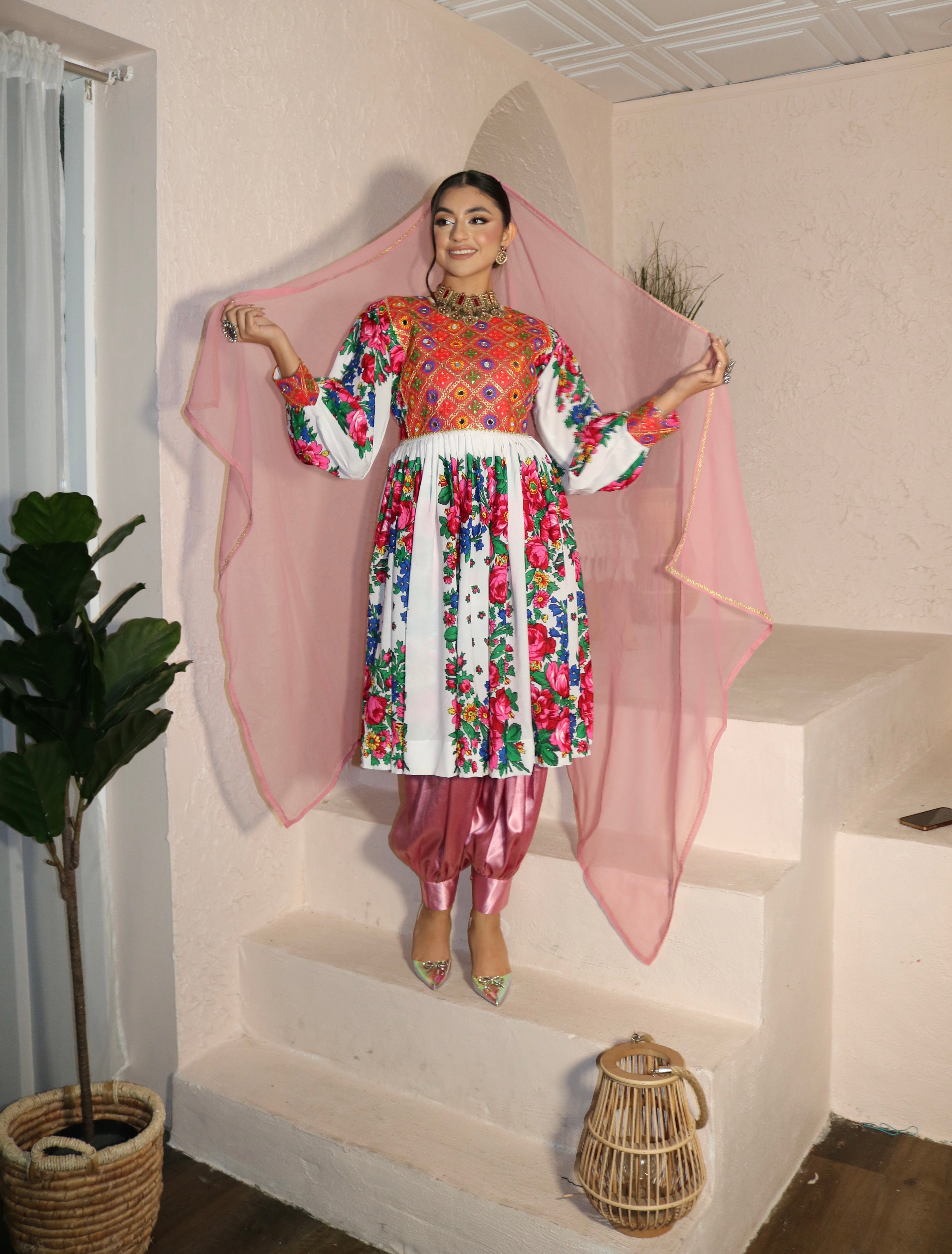 Morsal Afghan Kuchi Dress (white)