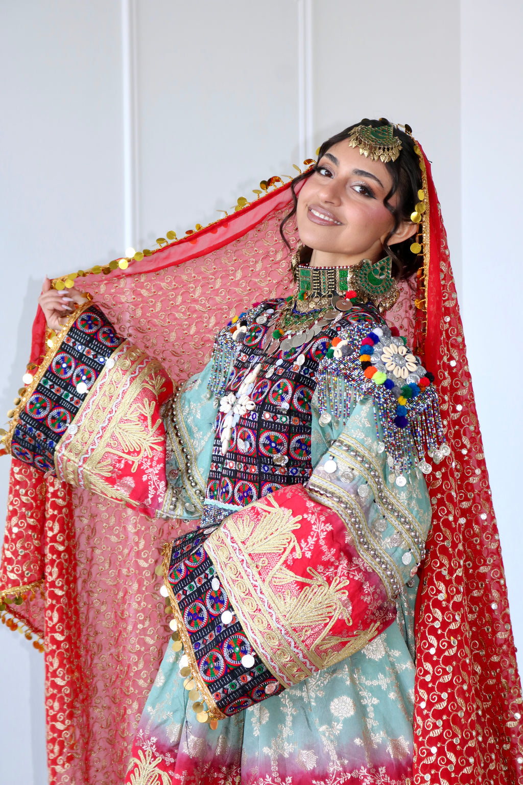 Afghan Kuchi Dress (blue/red)