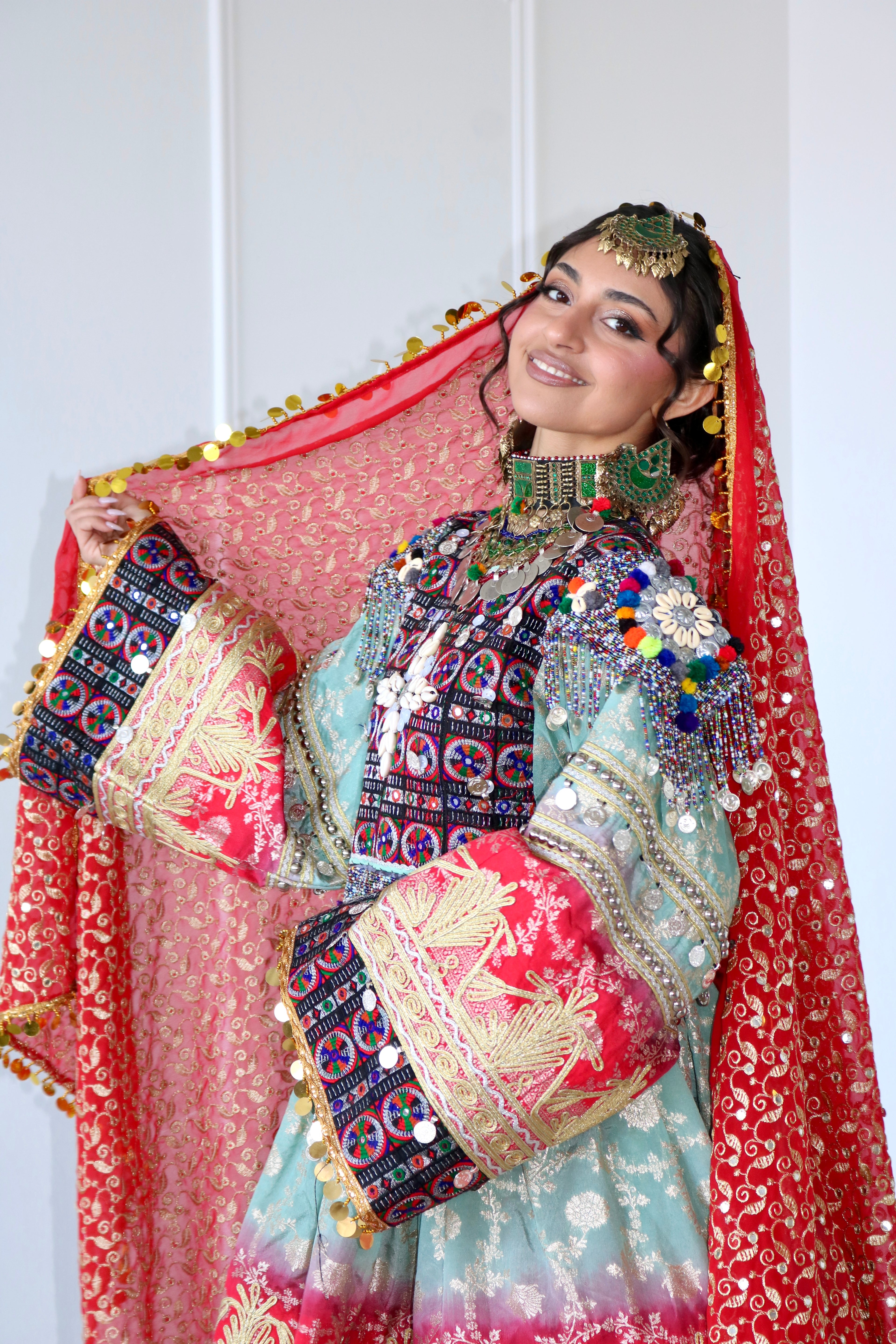 Afghan Kuchi Dress (blue/red)