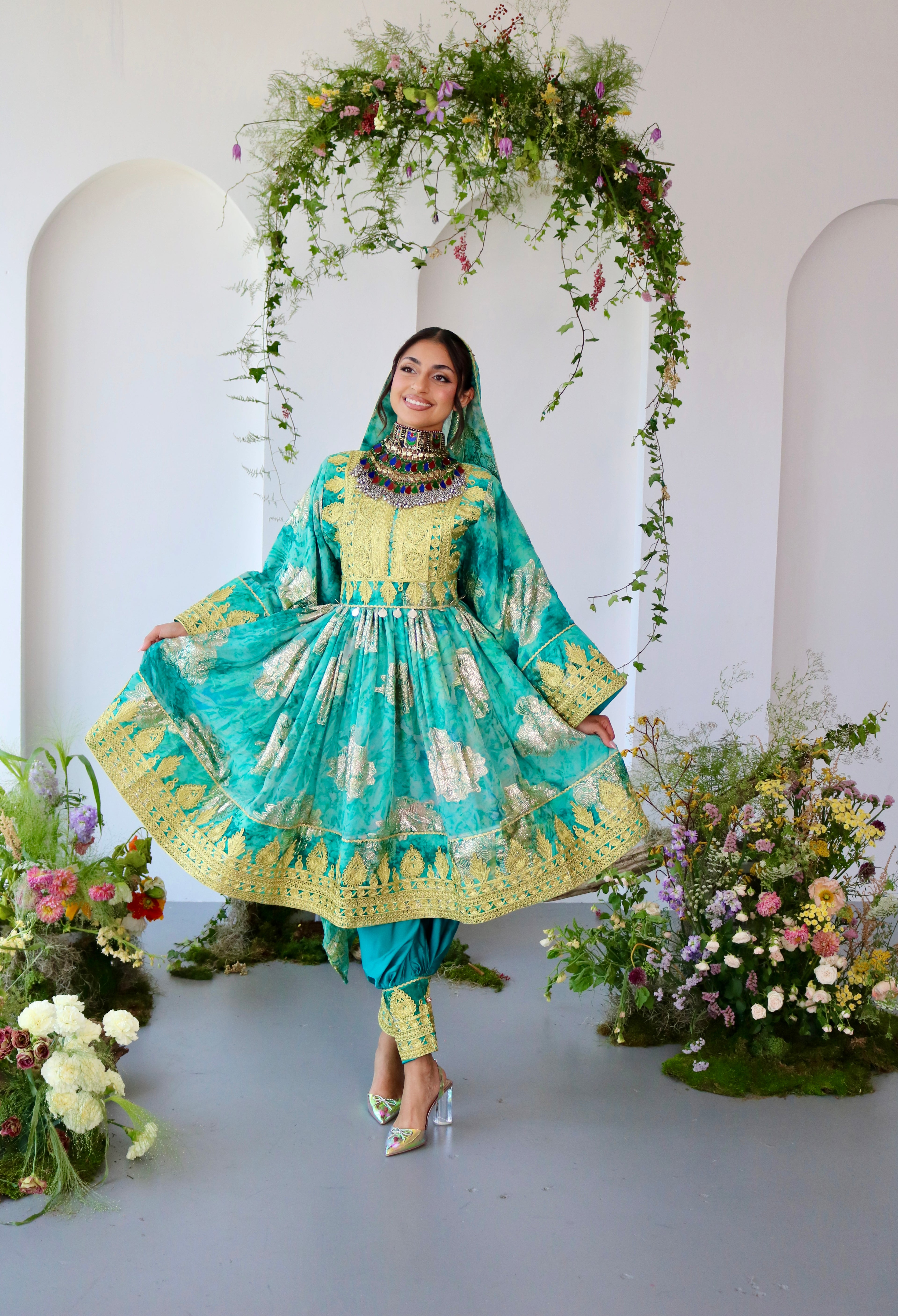 Farah Afghan Kuchi Dress (blue)