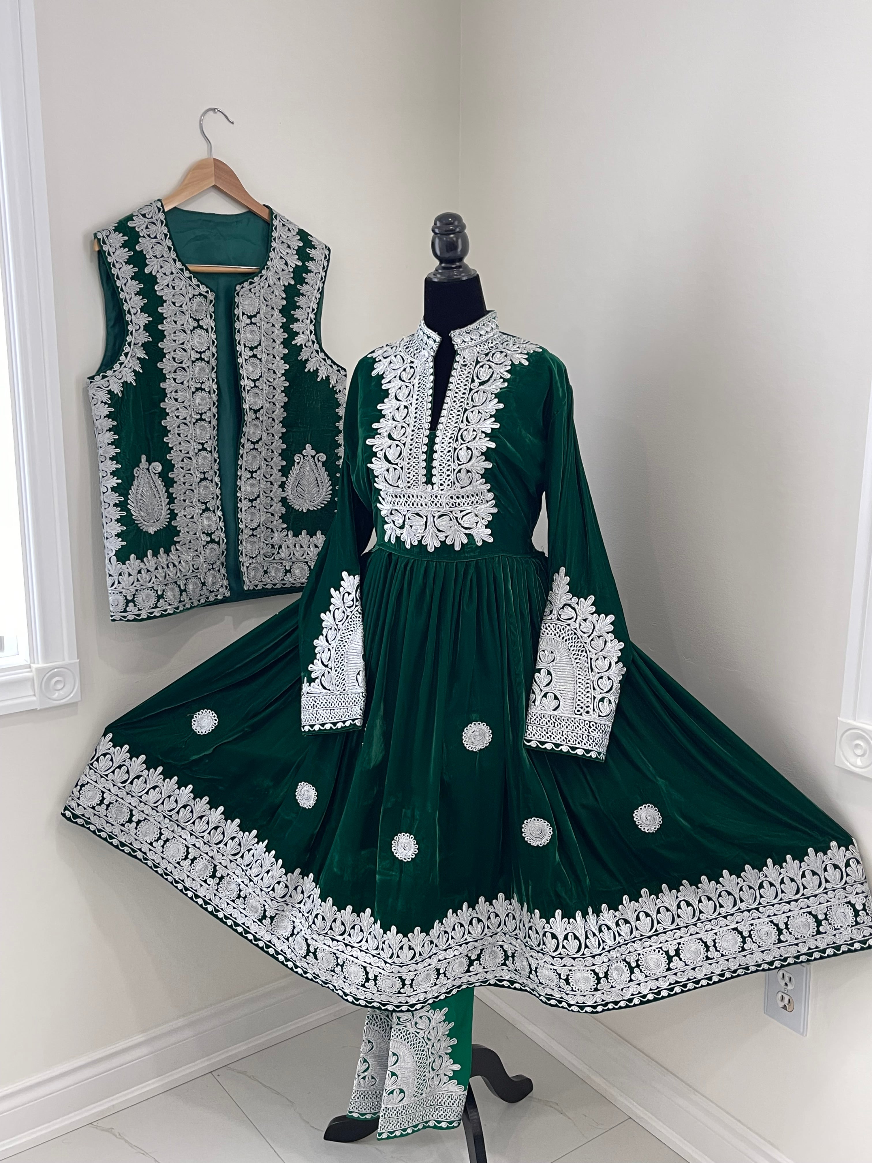 Nel Afghan Kuchi Dress Green