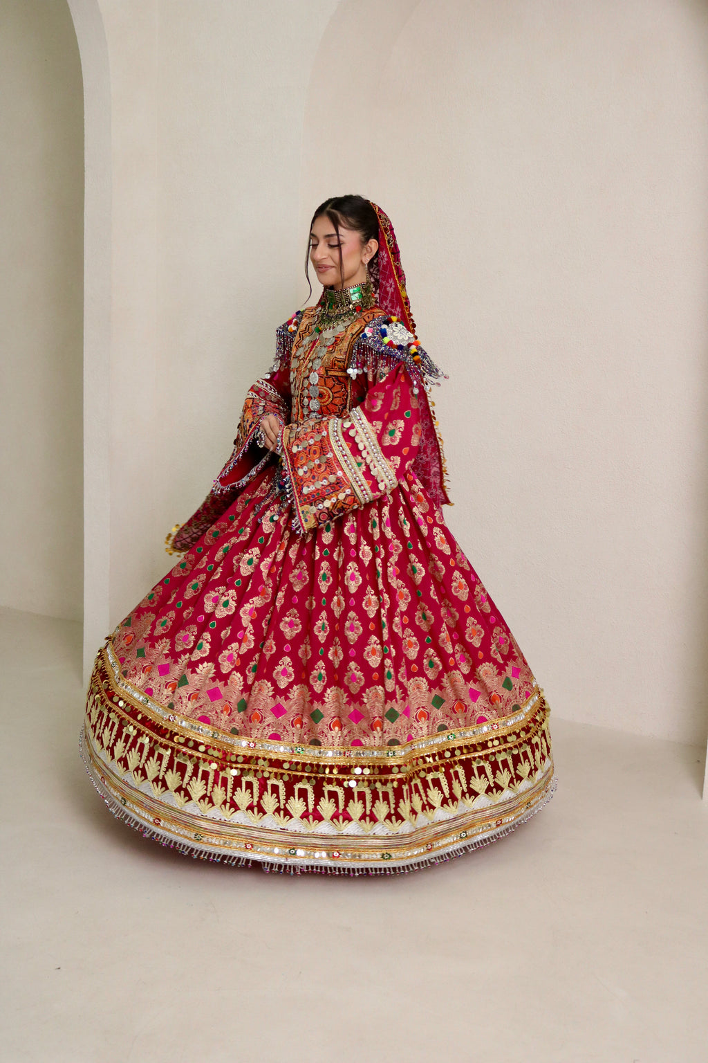 Mursal Afghan Kuchi Dress (hot pink)