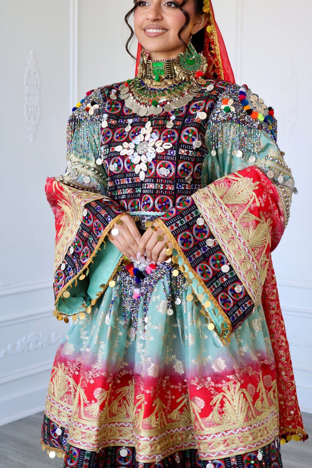Afghan Kuchi Dress (blue/red)