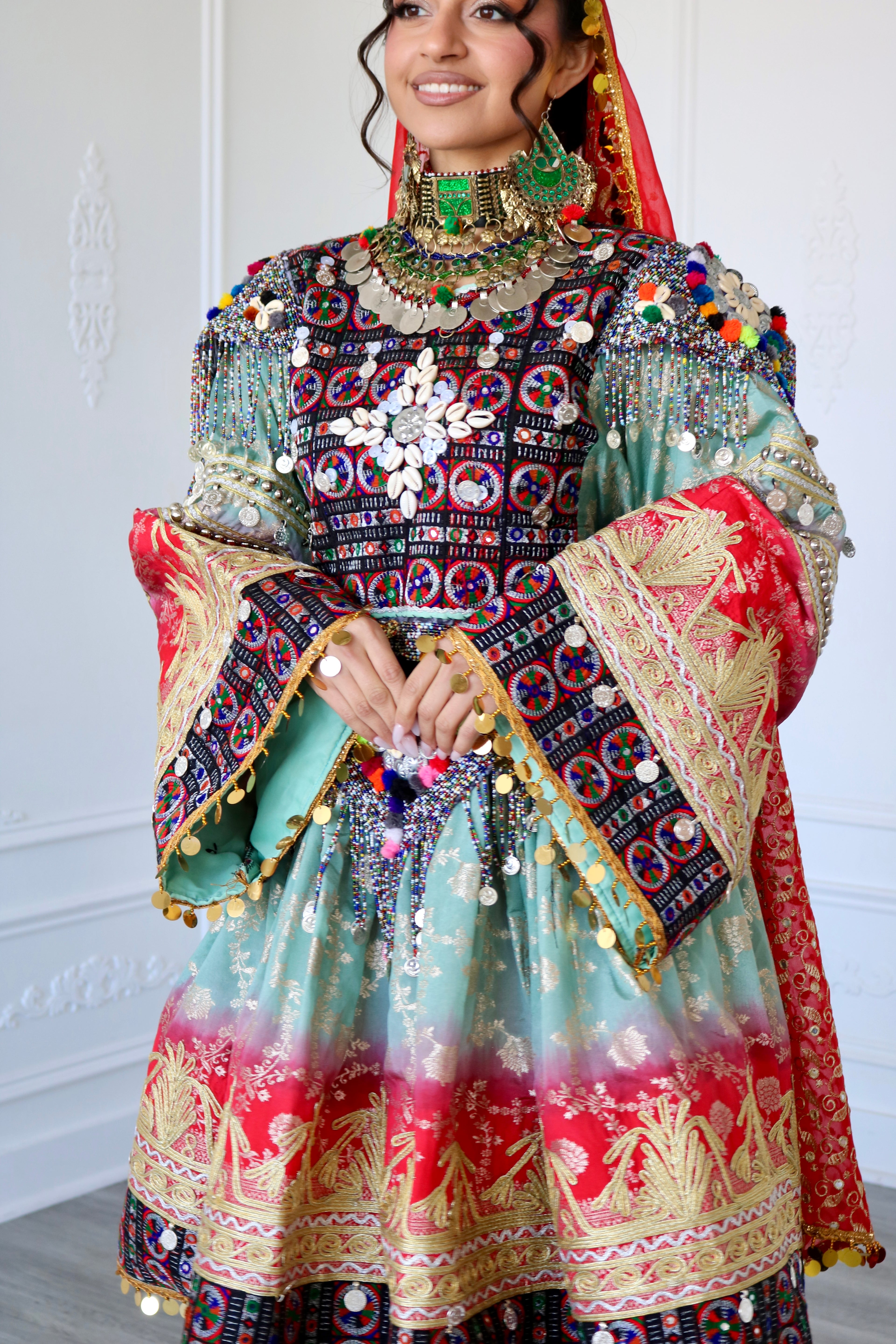 Afghan Kuchi Dress (blue/red)