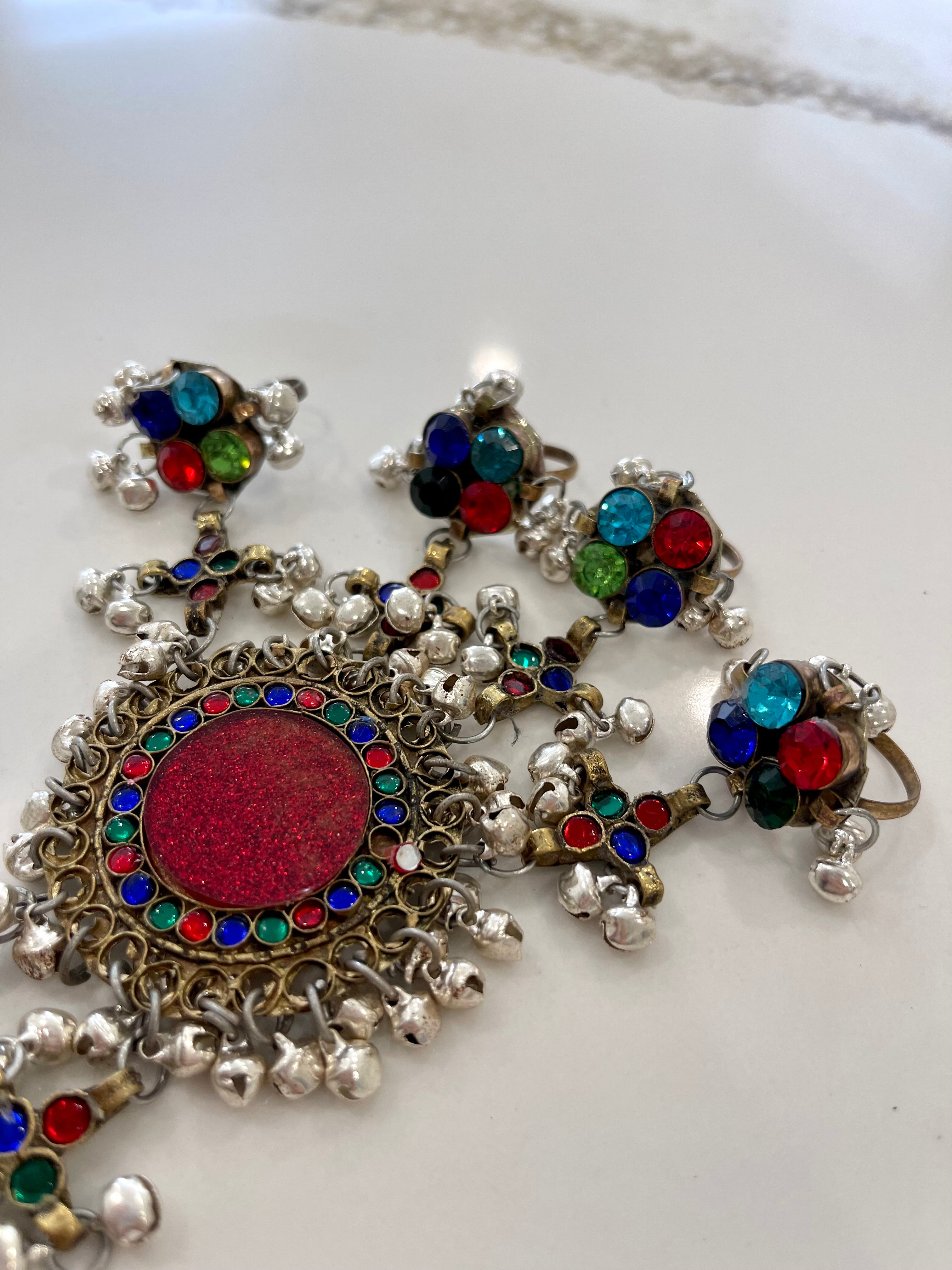 Afghan Handmade Bangle Cuff Bangles With multicolour finger Rings