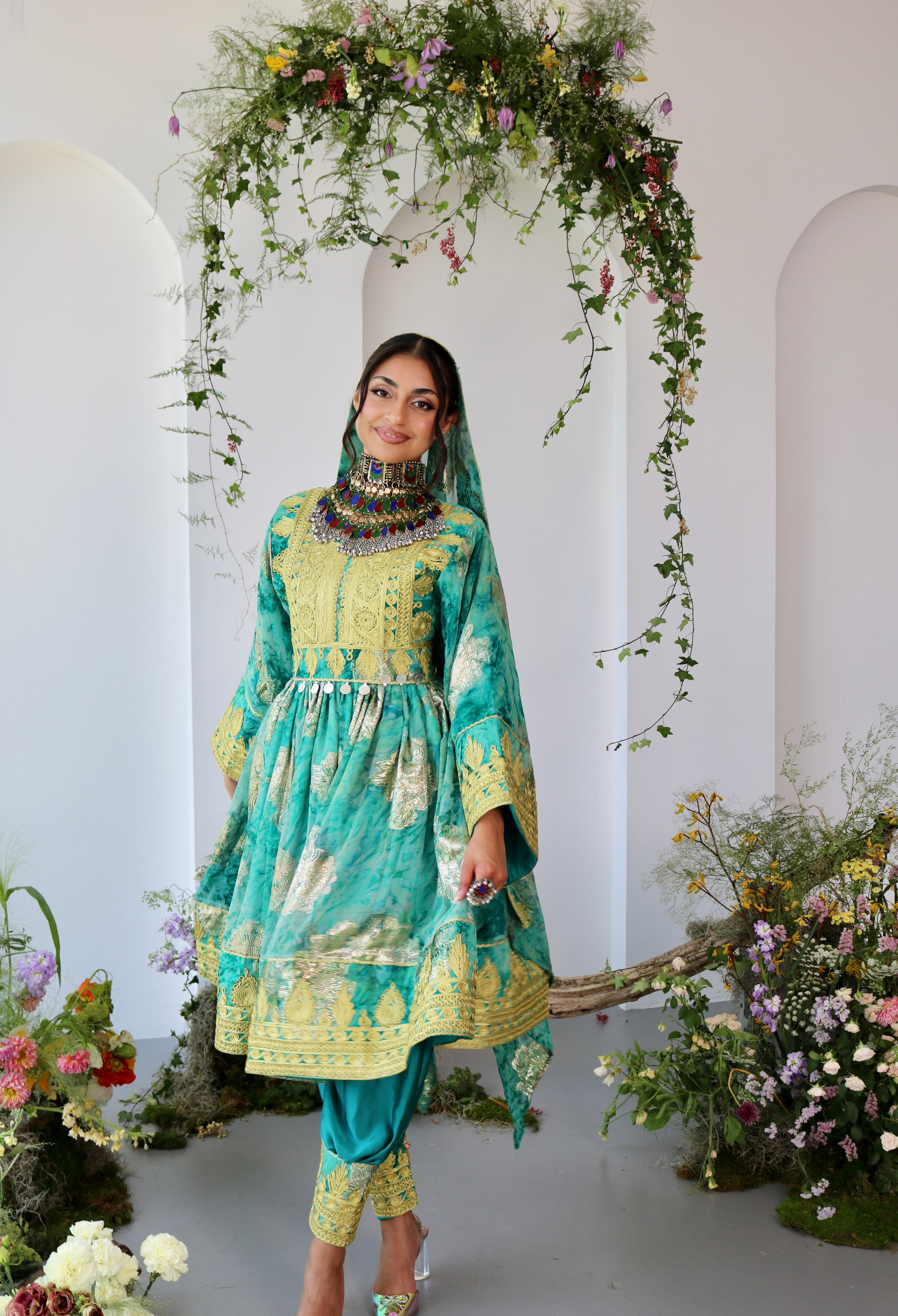 Farah Afghan Kuchi Dress (blue)