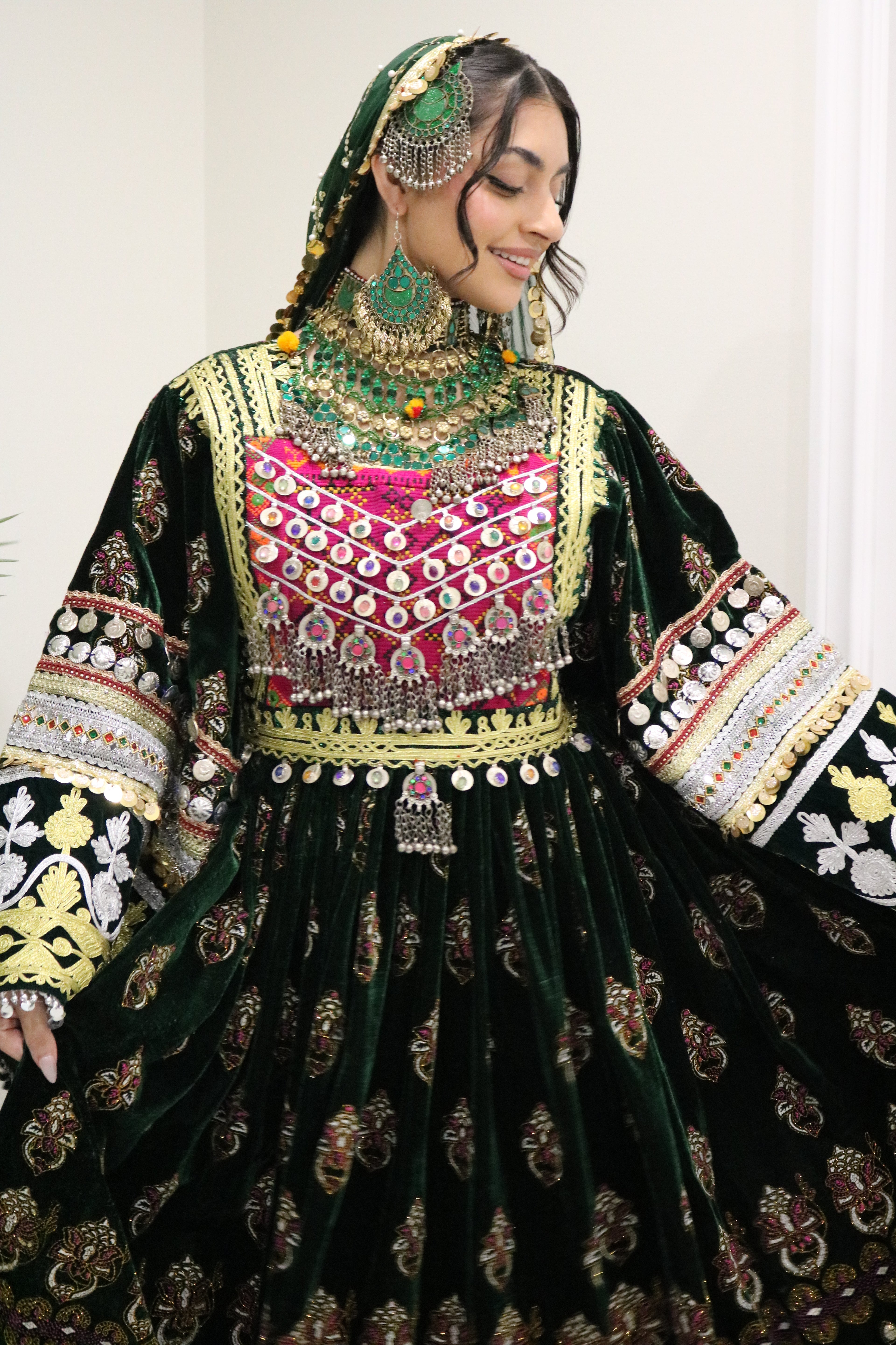 Muska Afghan Kuchi Dress (GREEN)