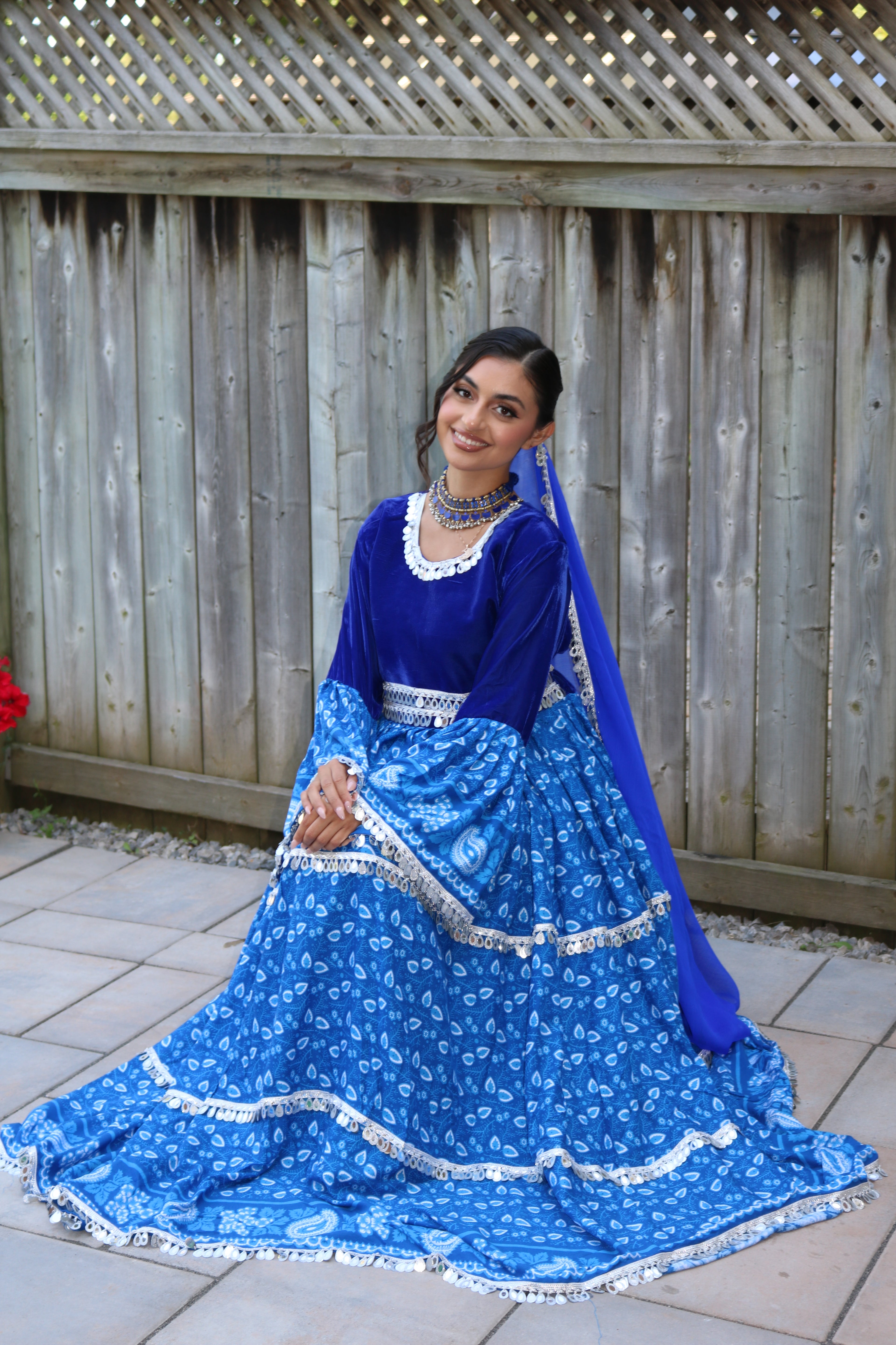Sarah Afghan Kuchi Dress ( blue)