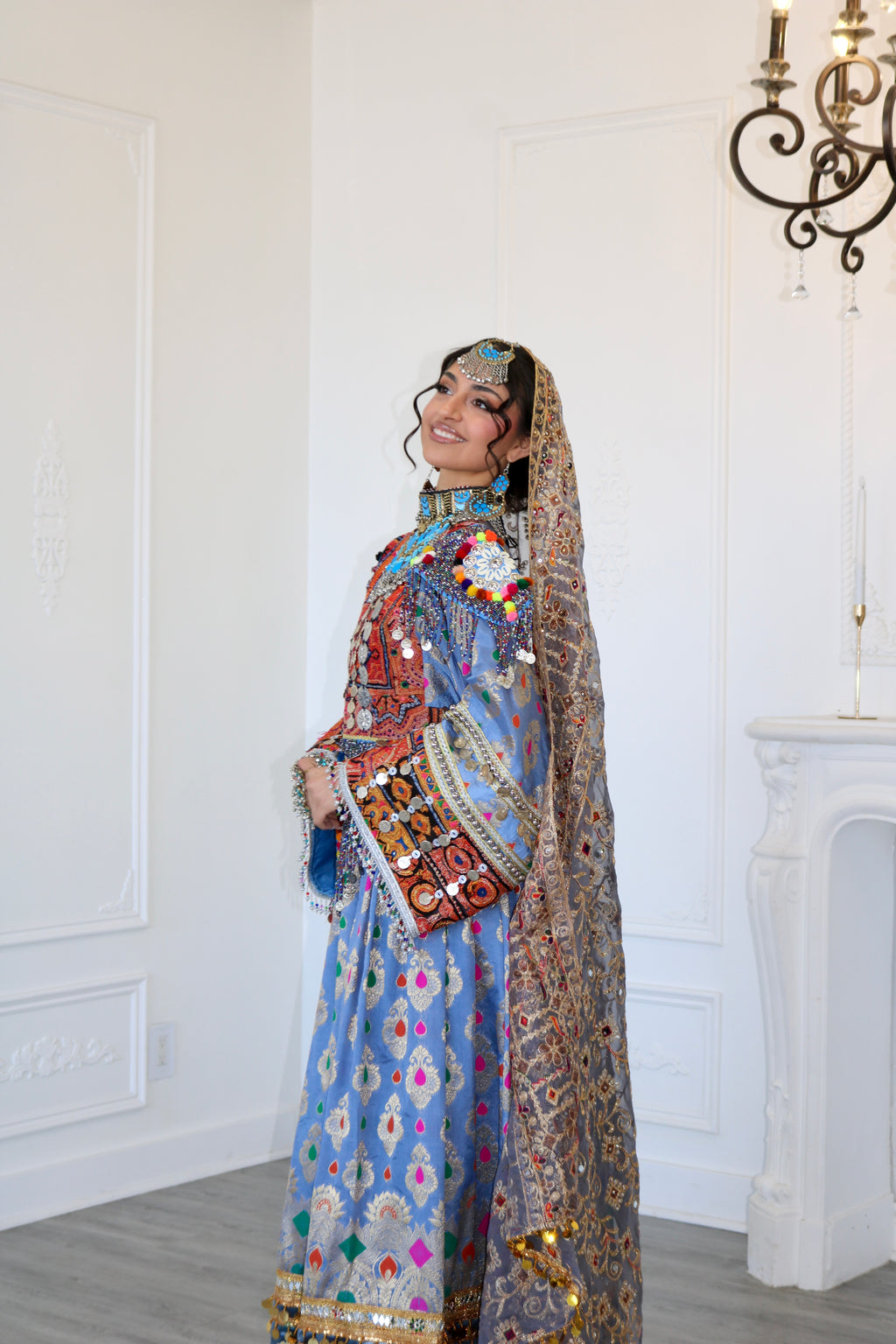 Mursal Afghan Kuchi Dress (blue/gray)