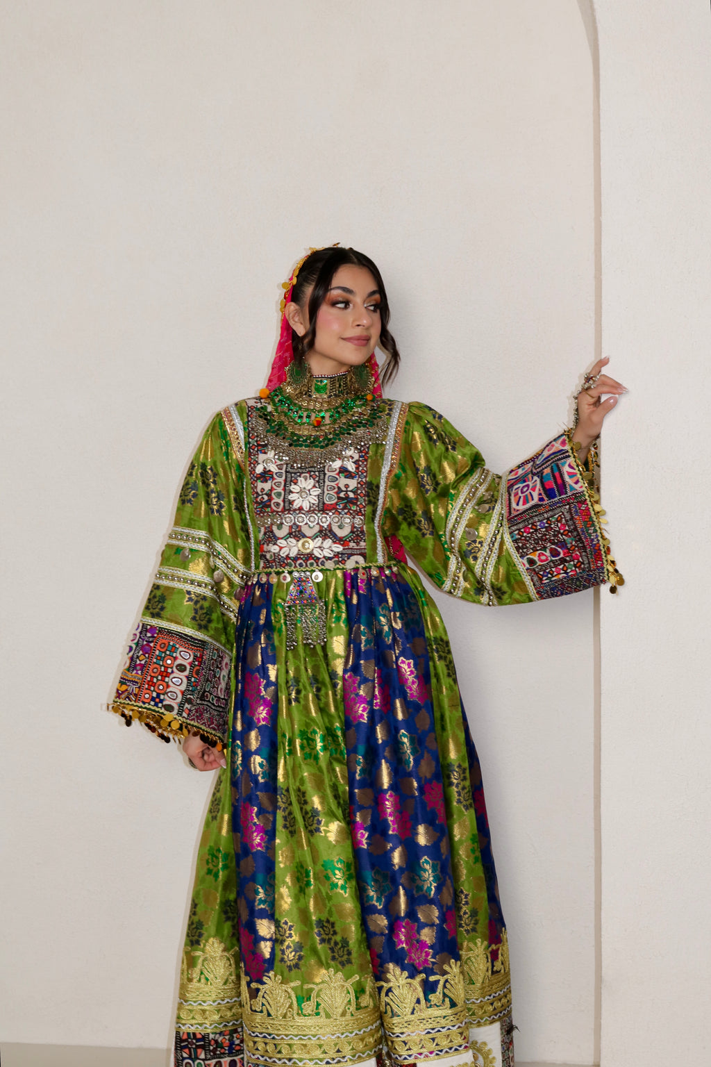 Sabrina Afghan Kuchi Dress (royal blue/green)